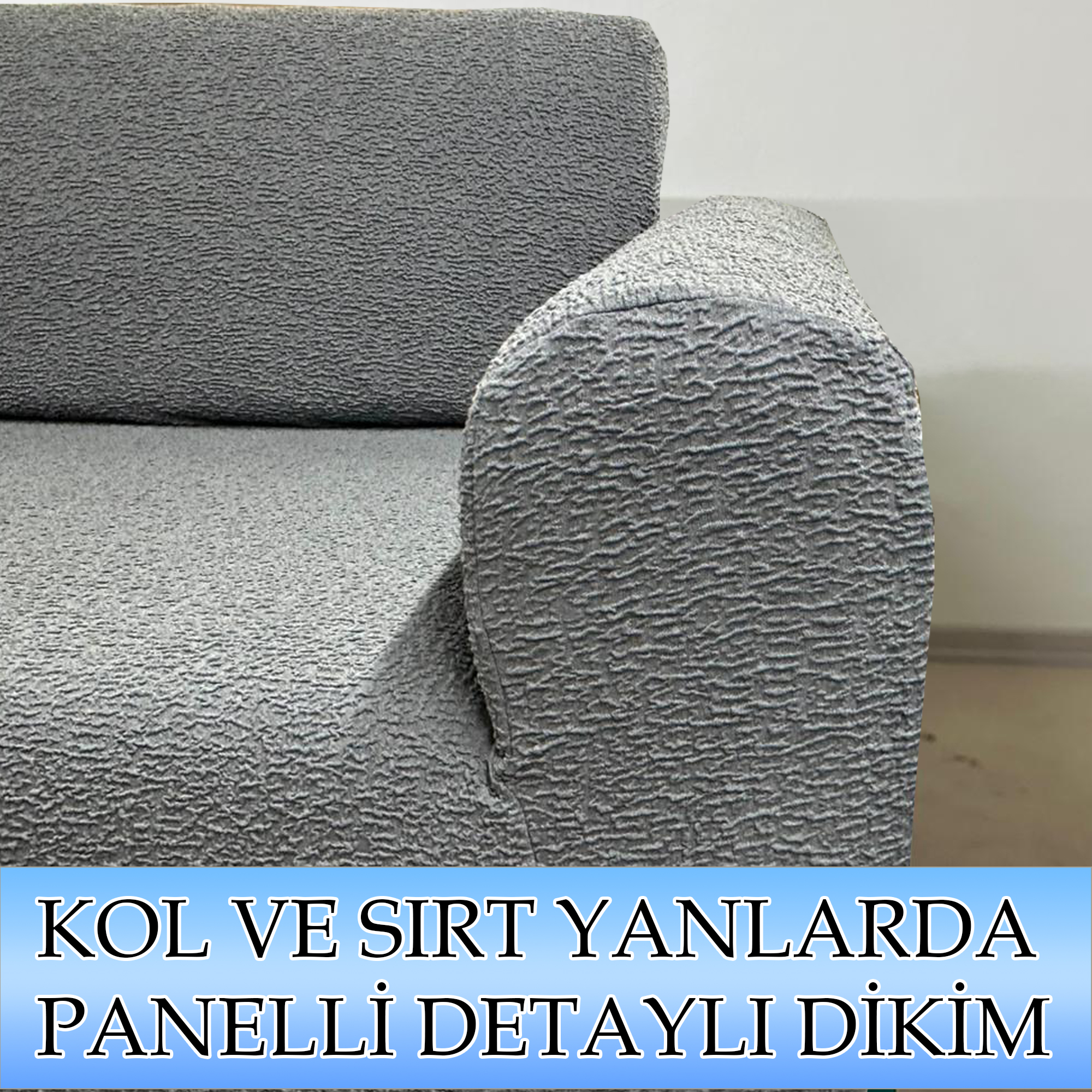 KOYU GRİ LUX BOHEM PAMUKLU KUMAŞ ÇİFT KİŞİLİK KOLTUK KILIFI KOMPLE GİYDİRME KALIN VE DAYANIKLIDIR