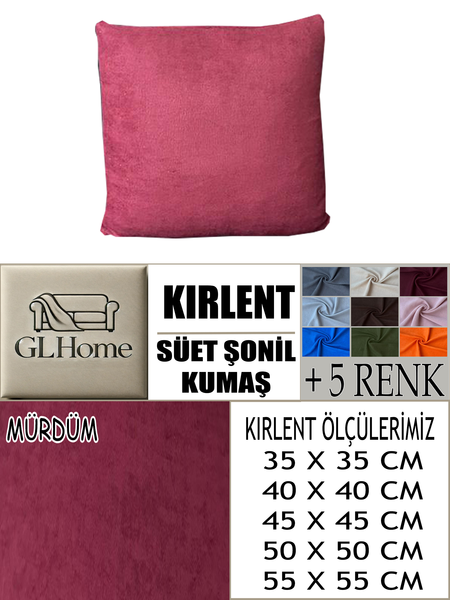 MÜRDÜM RENK SÜET KUMAŞ 2 ADET KİRLENT KILIFI
