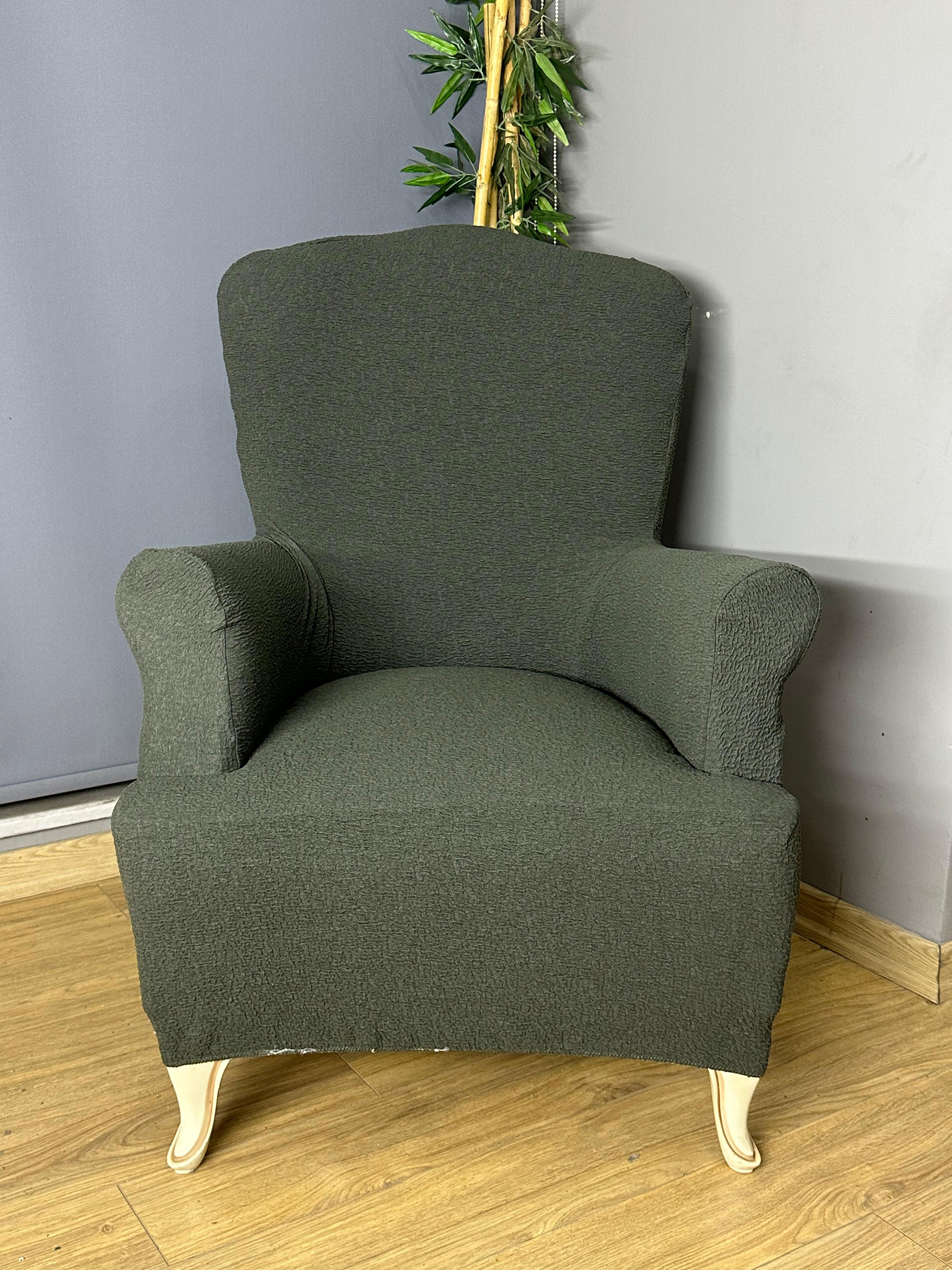 HAKİ LUX BOHEM PAMUKLU KUMAŞ SULTAN ÇIKINTILI MODEL KOMPLE GİYDİRME BERJER KILIFI.