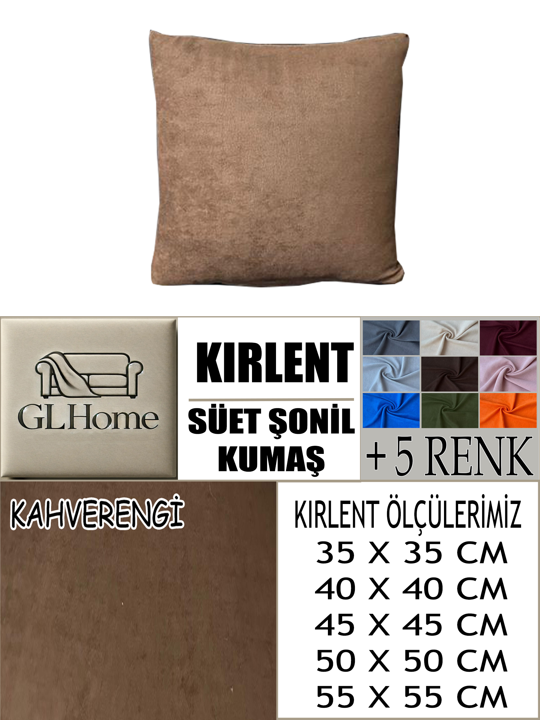 KAHVERENGİ RENK SÜET KUMAŞ 2 ADET KİRLENT KILIFI