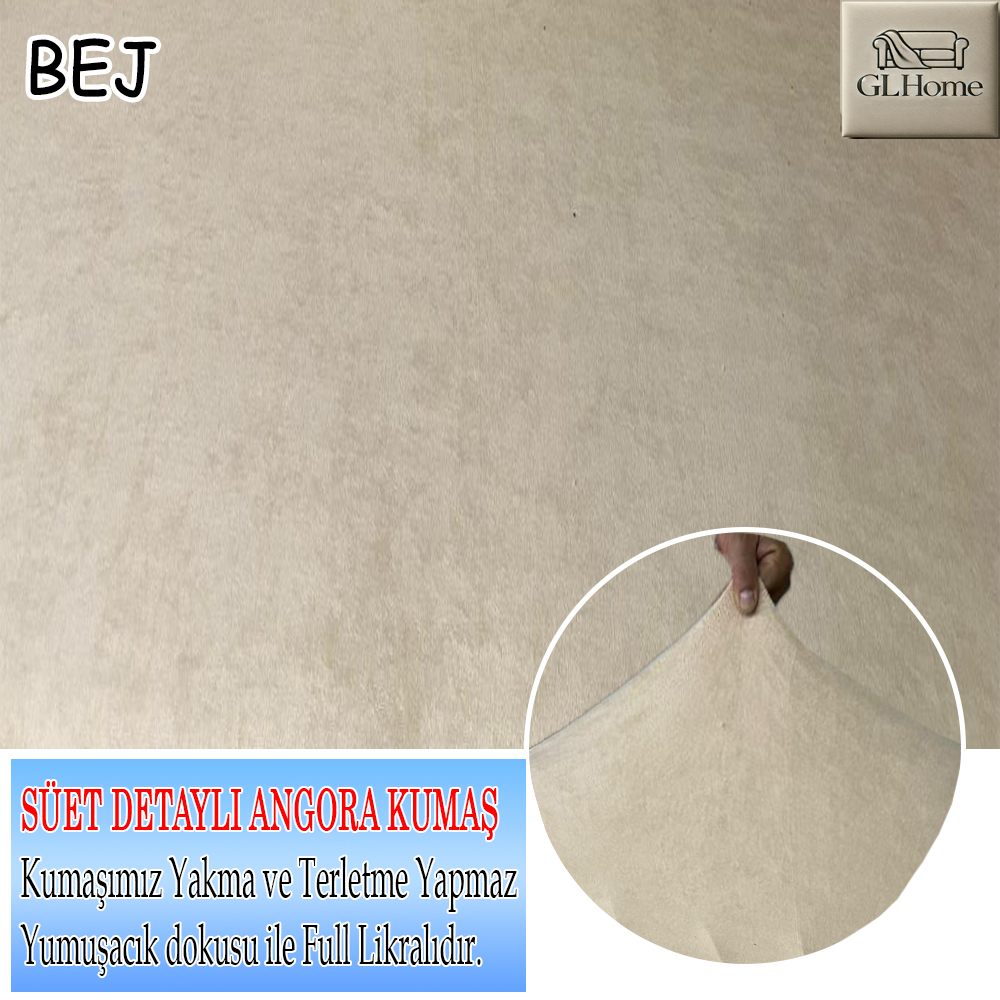 BEJ SÜET KUMAŞ 3 LÜ KOMPLE GİYDİRME KANEPE & ÇEKYAT KILIFI