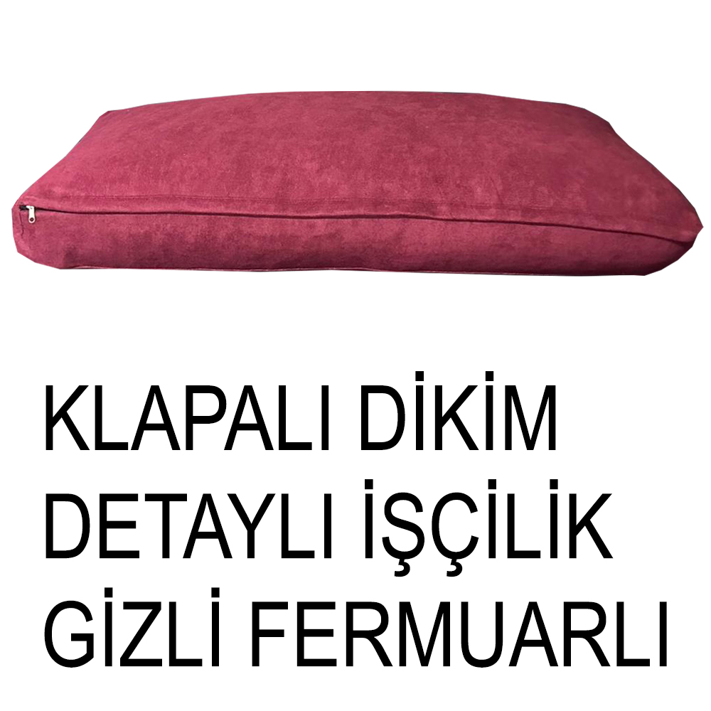MÜRDÜM RENK SÜET KUMAŞ 2 ADET SIRT MİNDERİ