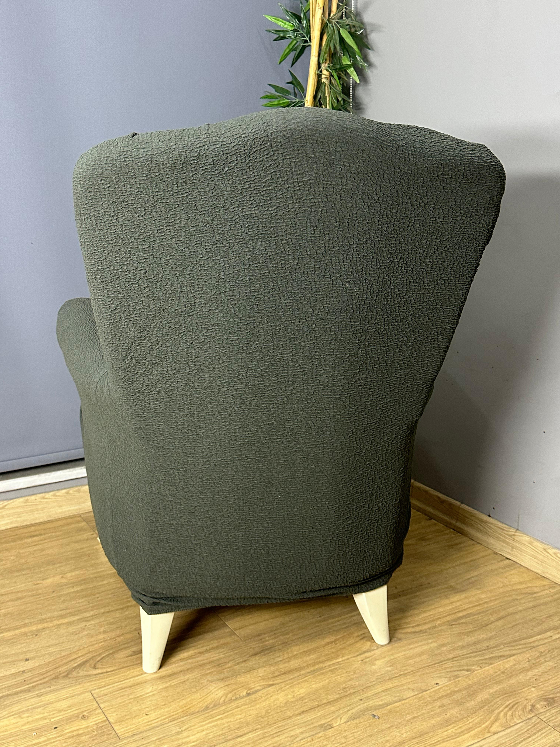 HAKİ LUX BOHEM PAMUKLU KUMAŞ SULTAN ÇIKINTILI MODEL KOMPLE GİYDİRME BERJER KILIFI.