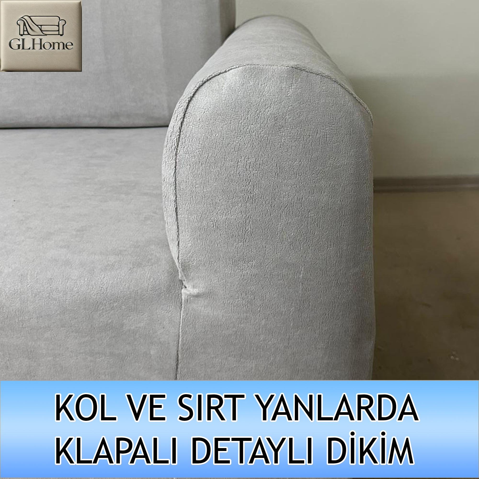 AÇIK GRİ SÜET KUMAŞ 3 LÜ KOMPLE GİYDİRME KANEPE & ÇEKYAT KILIFI