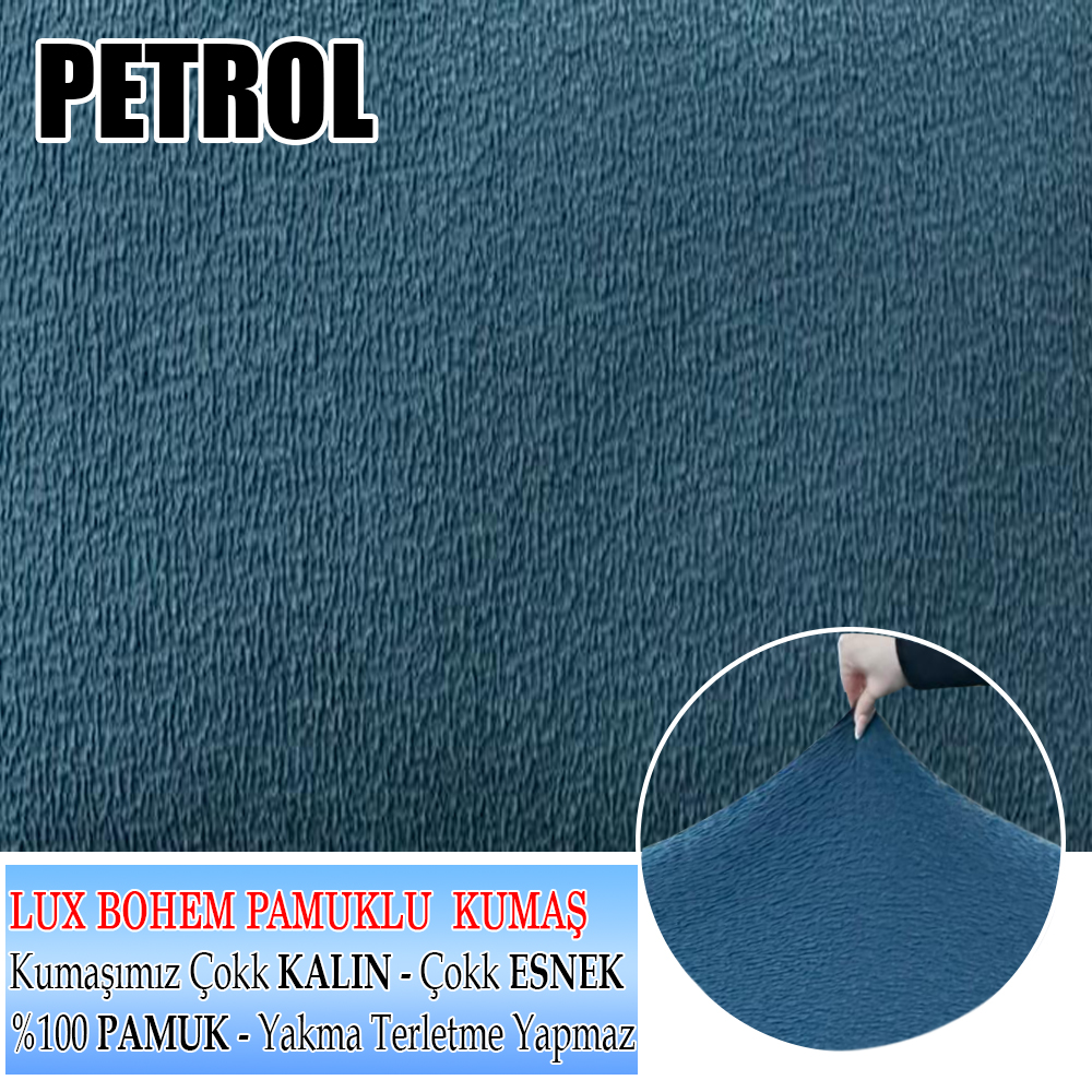 PETROL LUX BOHEM PAMUKLU KUMAŞ KOLTUK KILIFI SETİ - 3+3+1+1 SET 7 KG GELMEKTEDİR. KALIN VE DAYANIKLIDIR.