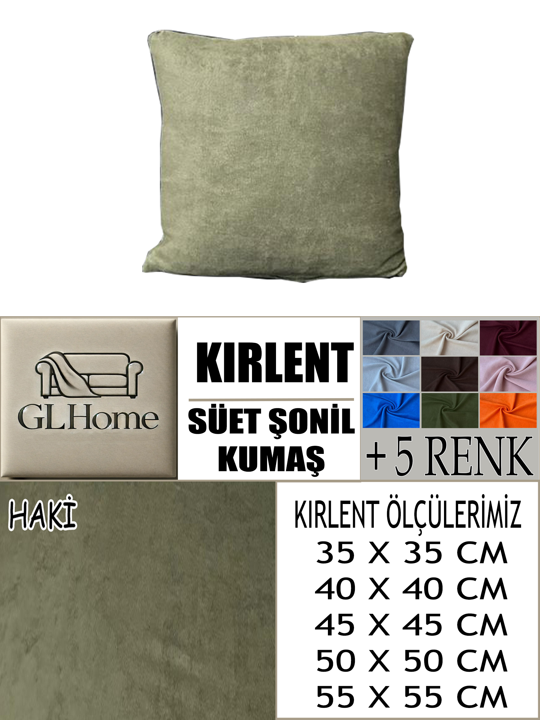 HAKİ RENK SÜET KUMAŞ 2 ADET KİRLENT KILIFI
