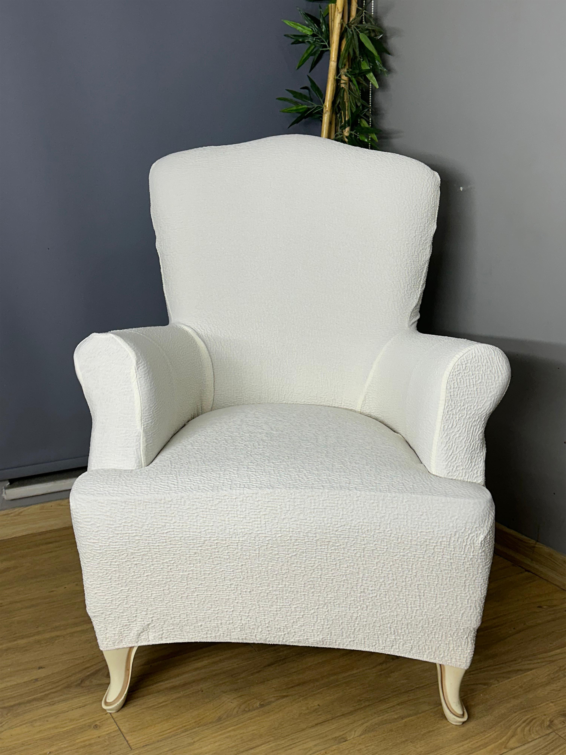 KREM LUX BOHEM PAMUKLU KUMAŞ SULTAN ÇIKINTILI MODEL KOMPLE GİYDİRME BERJER KILIFI.