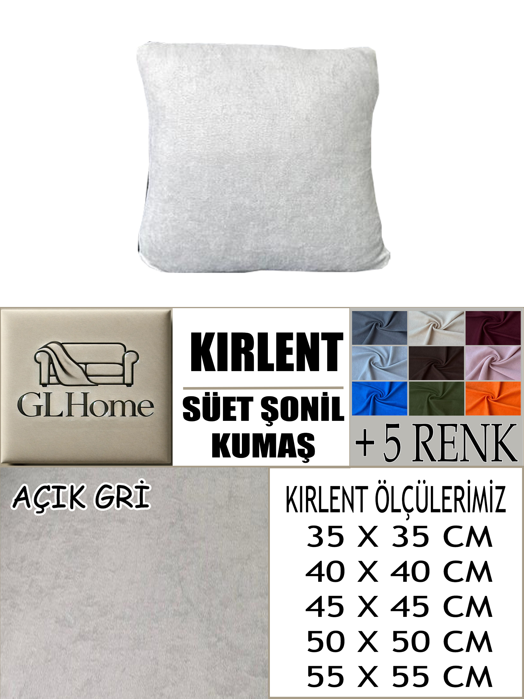 AÇIK GRİ RENK SÜET KUMAŞ 2 ADET KİRLENT KILIFI