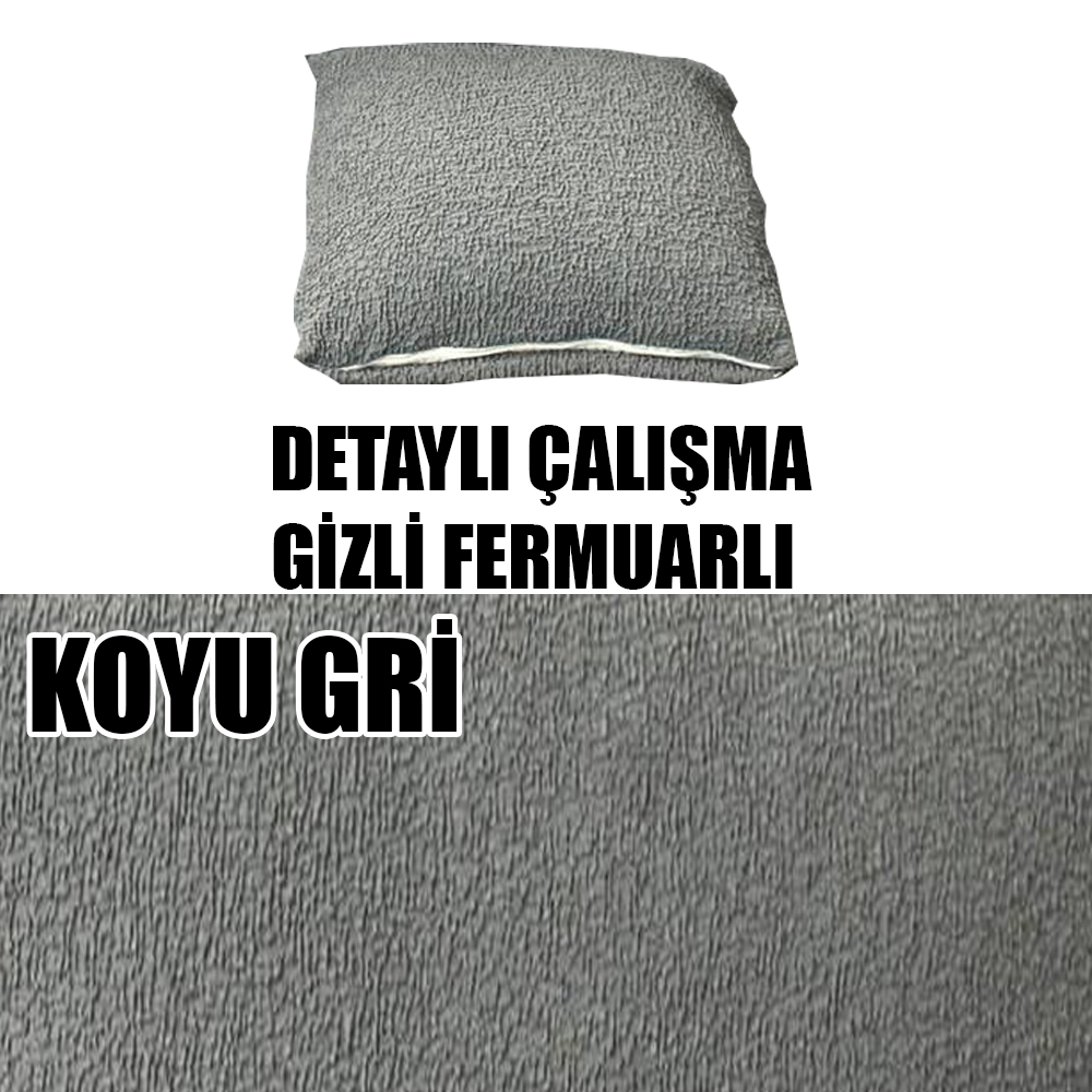 KOYU GRİ RENK LUX BOHEM PAMUKLU KUMAŞ 2 ADET KİRLENT KILIFI
