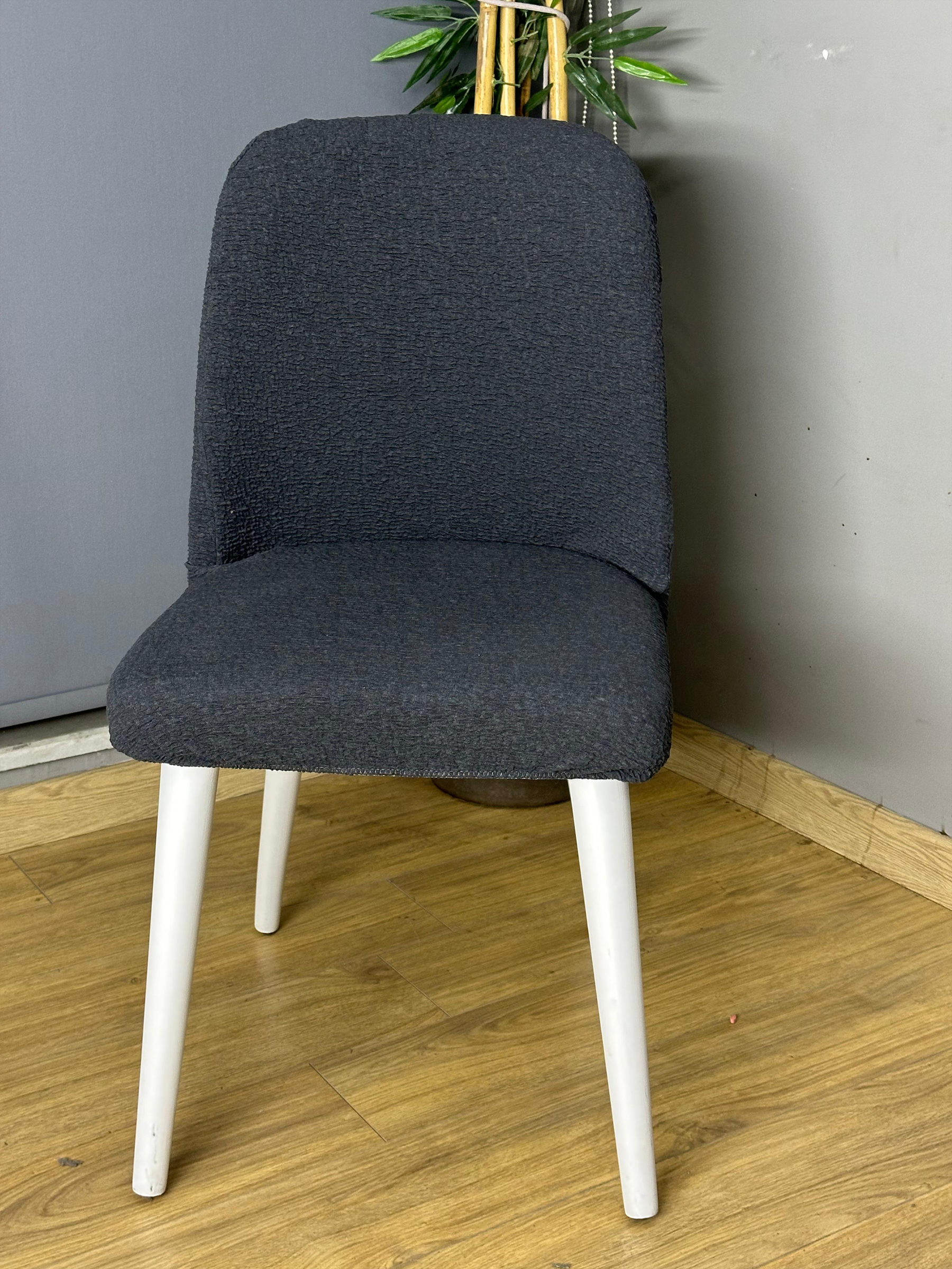 ANTRASİT KÖŞELİ RETRO SANDALYE KILIFI 6 ADET LÜX BOHEM KUMAŞ ÇOK KALIN %100 PAMUK