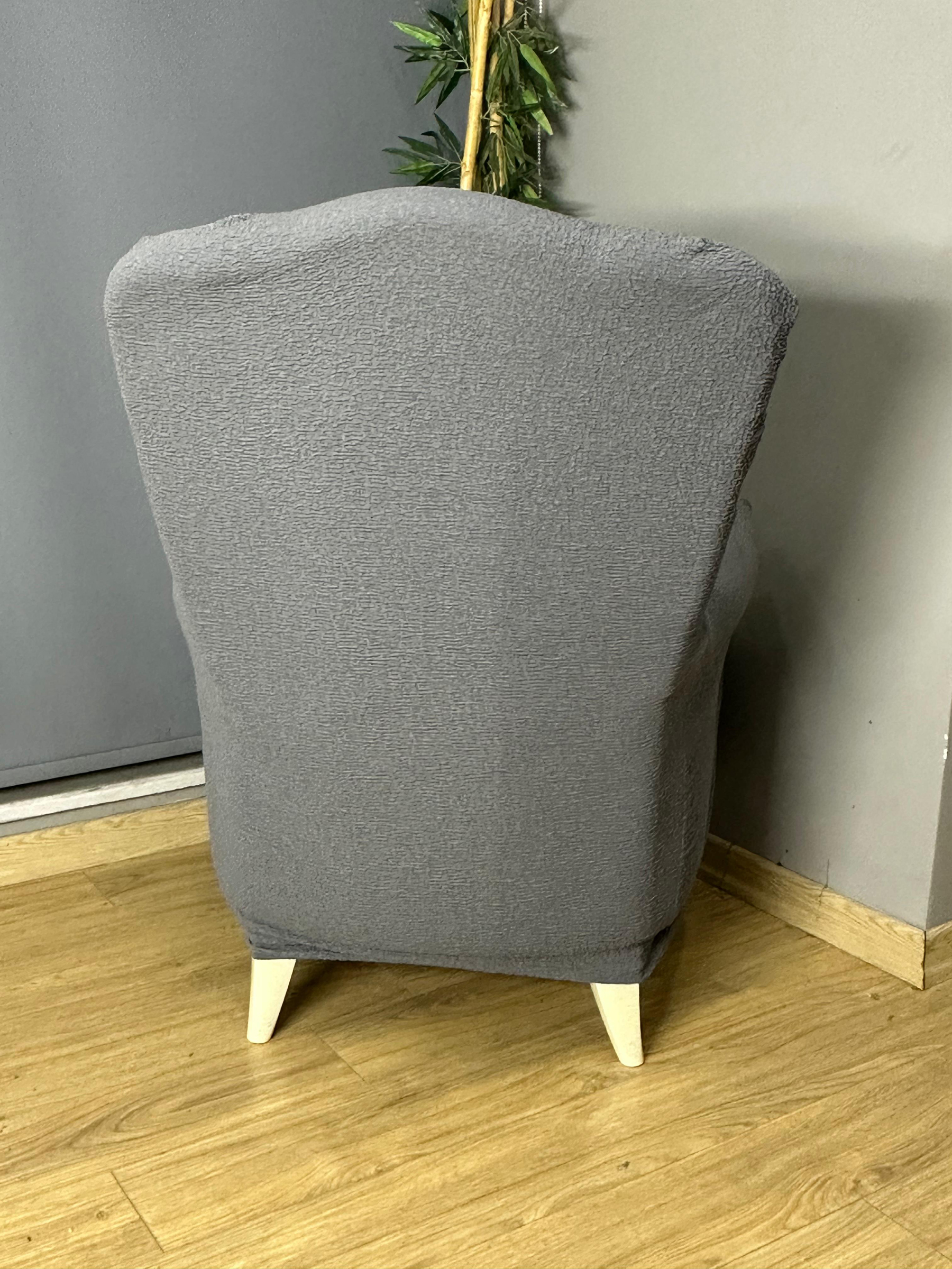 KOYU GRİ LUX BOHEM PAMUKLU KUMAŞ SULTAN ÇIKINTILI MODEL KOMPLE GİYDİRME BERJER KILIFI.