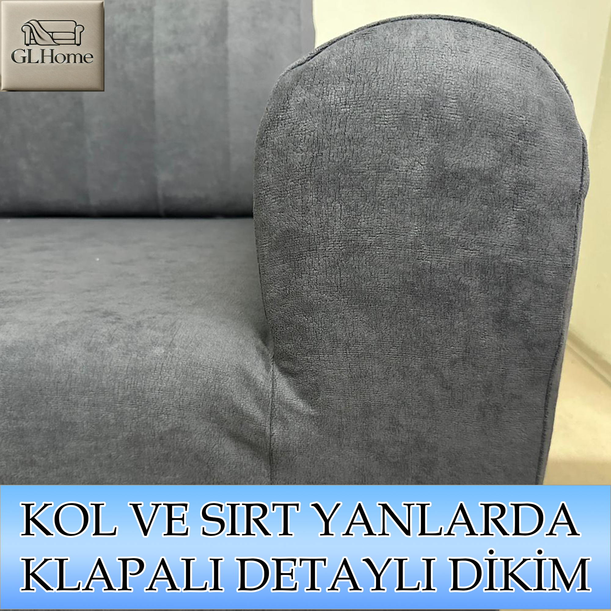 ANTRASİT SÜET KUMAŞ 3 LÜ KOMPLE GİYDİRME KANEPE & ÇEKYAT KILIFI