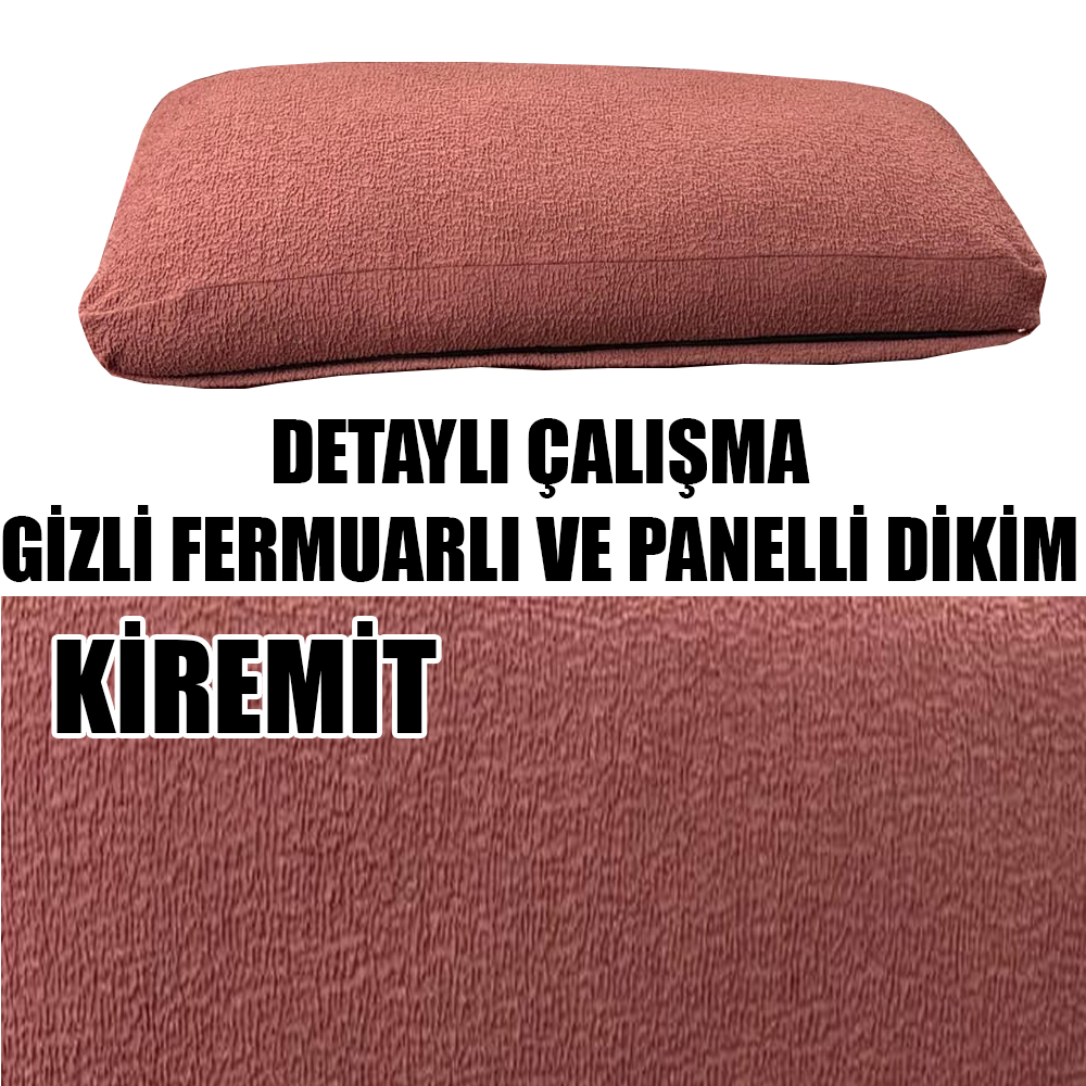 KİREMİT RENK LUX BOHEM PAMUKLU KUMAŞ 2 ADET SIRT MİNDER