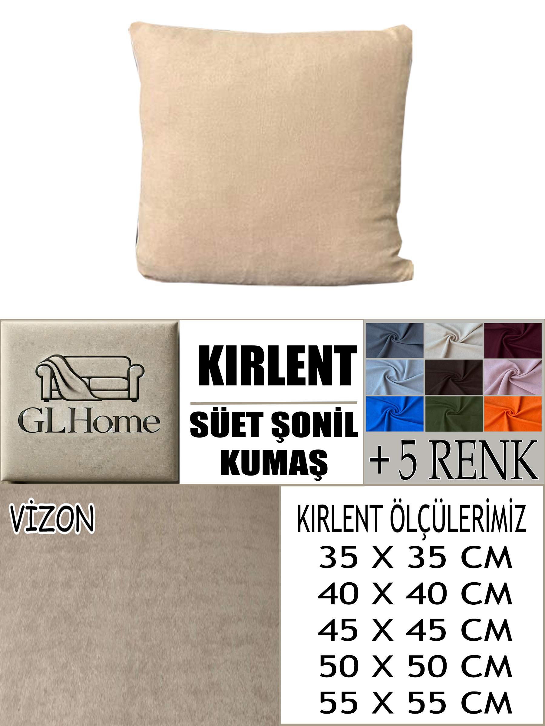 VİZON RENK SÜET KUMAŞ 2 ADET KİRLENT KILIFI