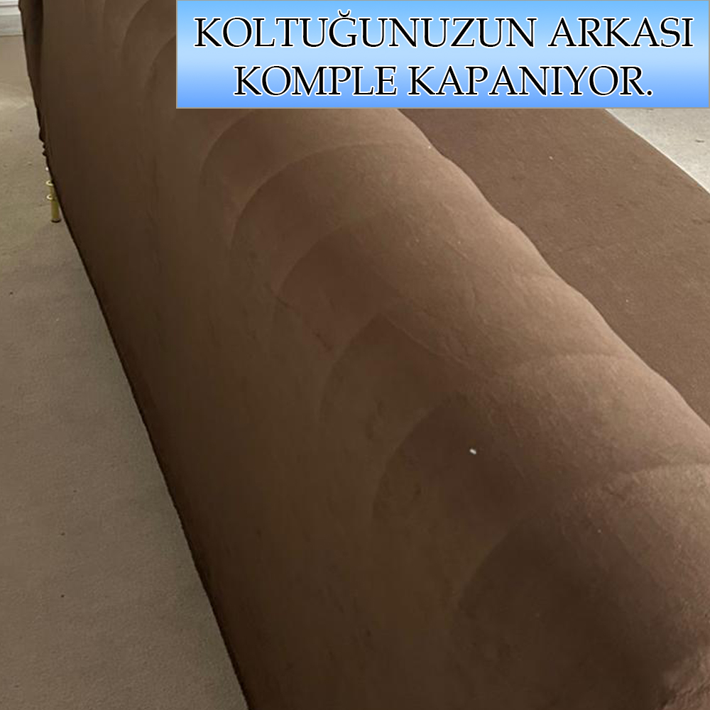 KAHVERENGİ SÜET KUMAŞ 3+3+1+1 SET KOMPLE GİYDİRME KOLTUK KILIFI KANEPE,ÇEKYAT,BERJER