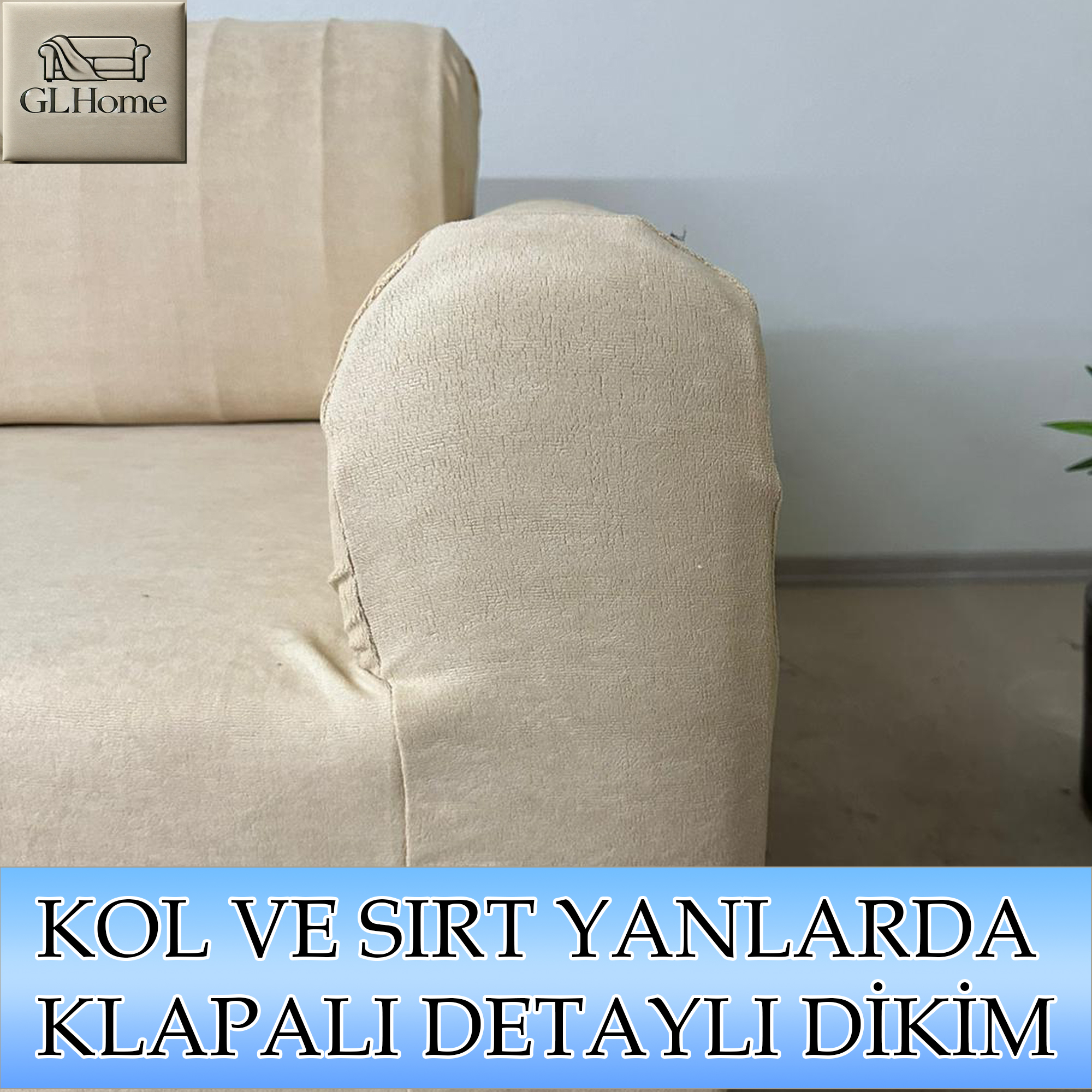 BEJ SÜET KUMAŞ 3 LÜ KOMPLE GİYDİRME KANEPE & ÇEKYAT KILIFI