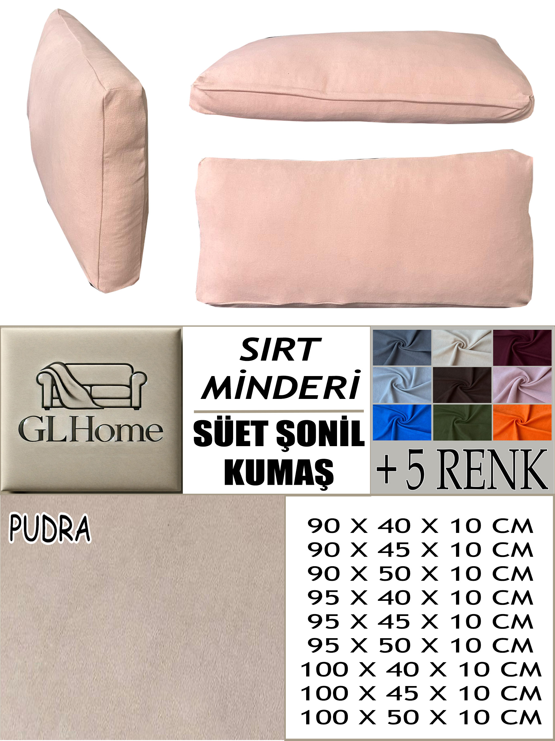 PUDRA RENK SÜET KUMAŞ 2 ADET SIRT MİNDERİ