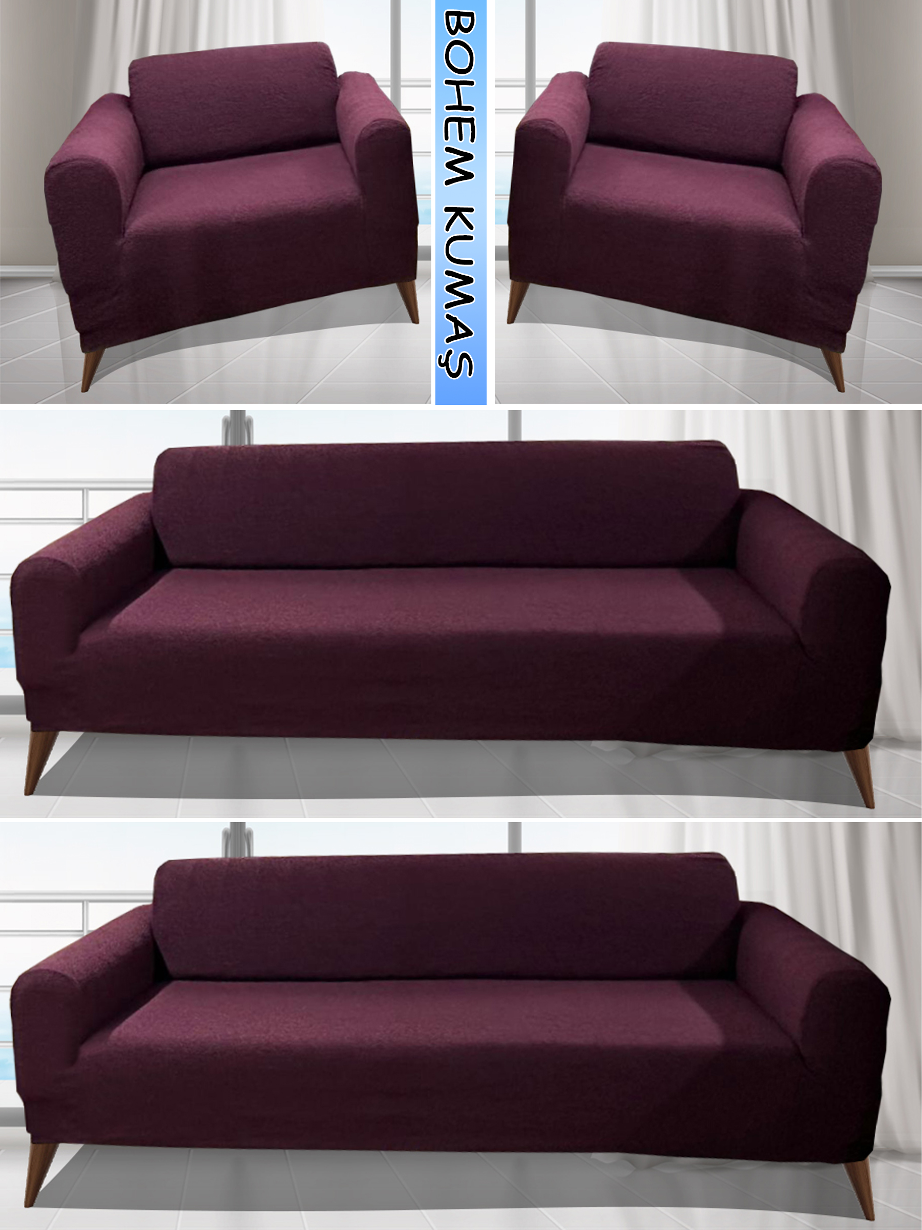 MÜRDÜM LUX BOHEM PAMUKLU KUMAŞ KOLTUK KILIFI SETİ - 3+3+1+1 SET 7 KG GELMEKTEDİR. KALIN VE DAYANIKLIDIR.