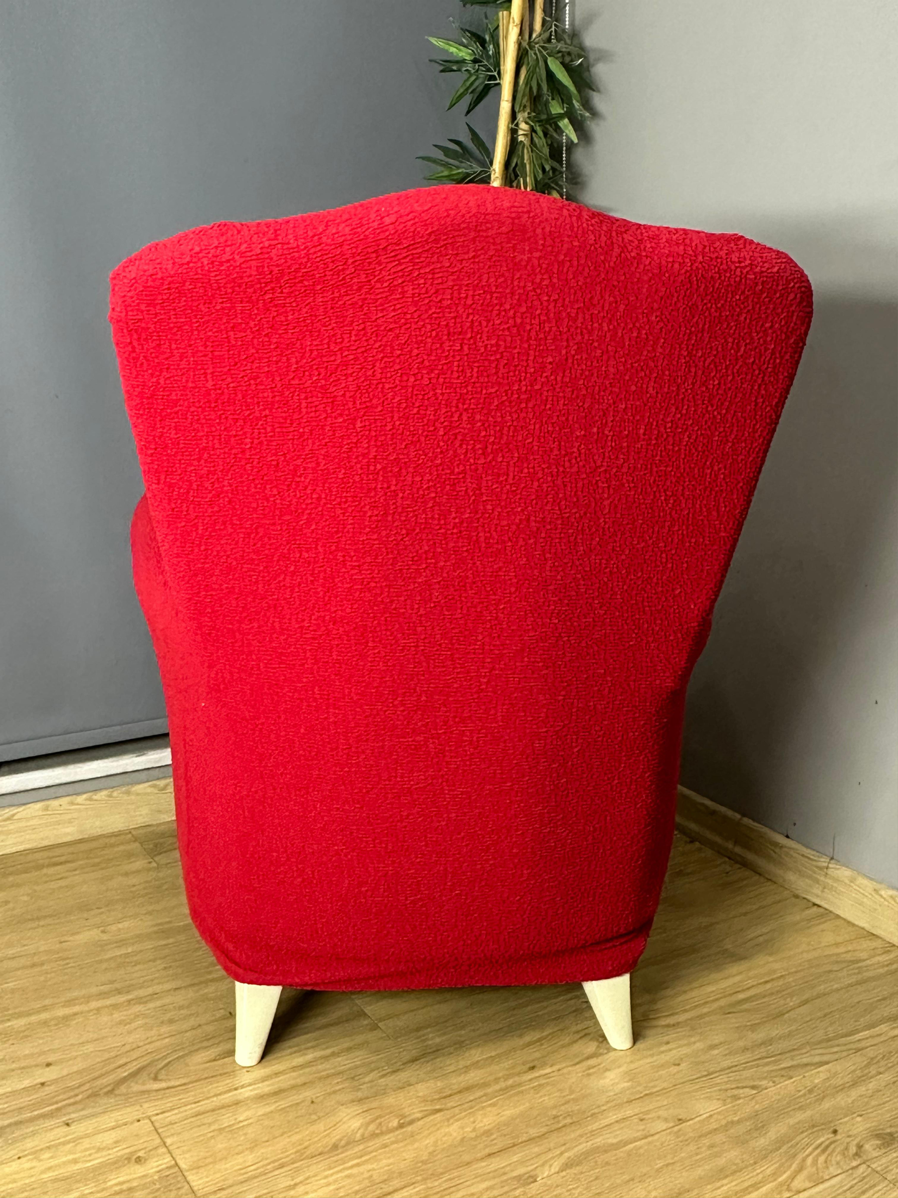 KIRMIZI LUX BOHEM PAMUKLU KUMAŞ SULTAN ÇIKINTILI MODEL KOMPLE GİYDİRME BERJER KILIFI.