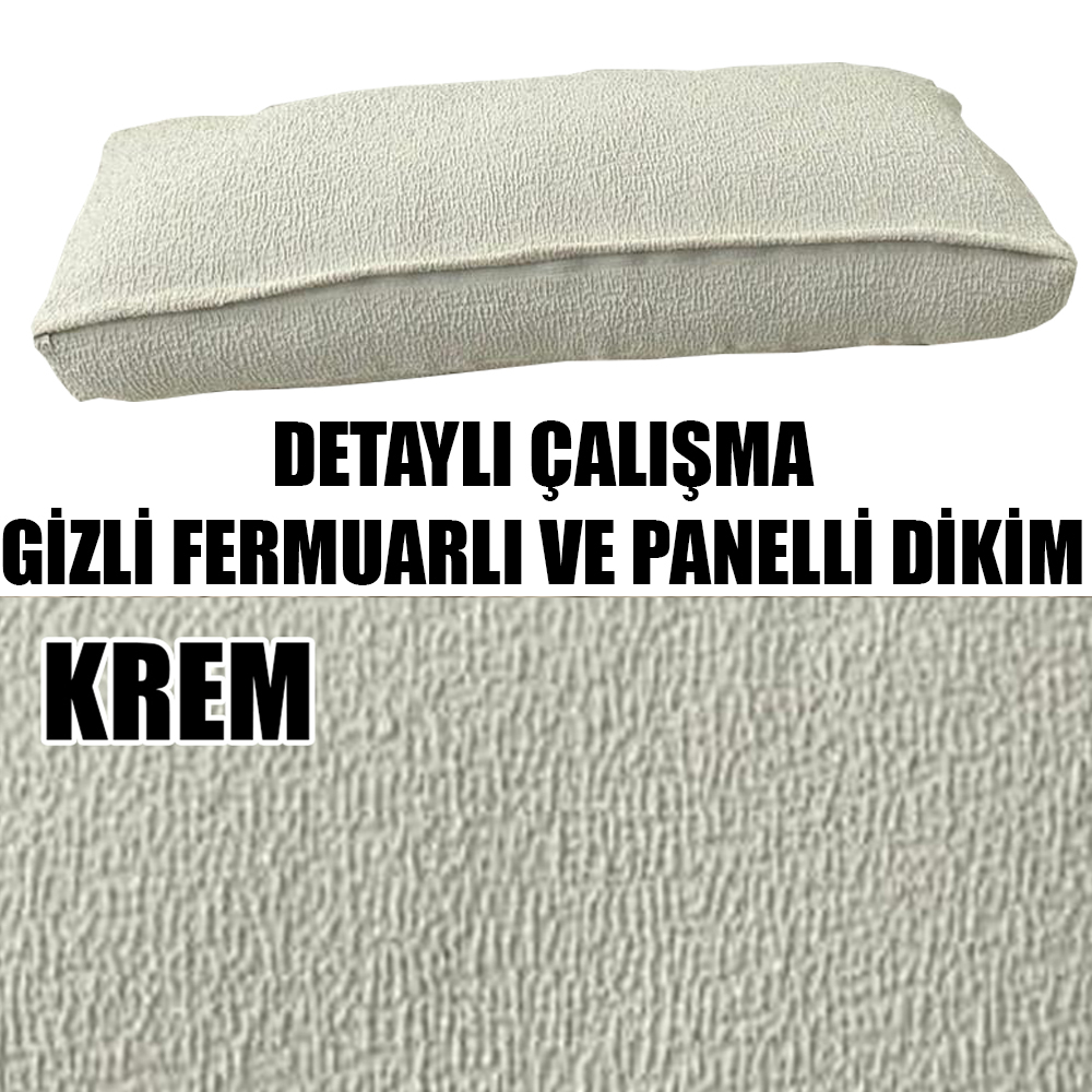 KREM RENK LUX BOHEM PAMUKLU KUMAŞ 2 ADET SIRT MİNDER
