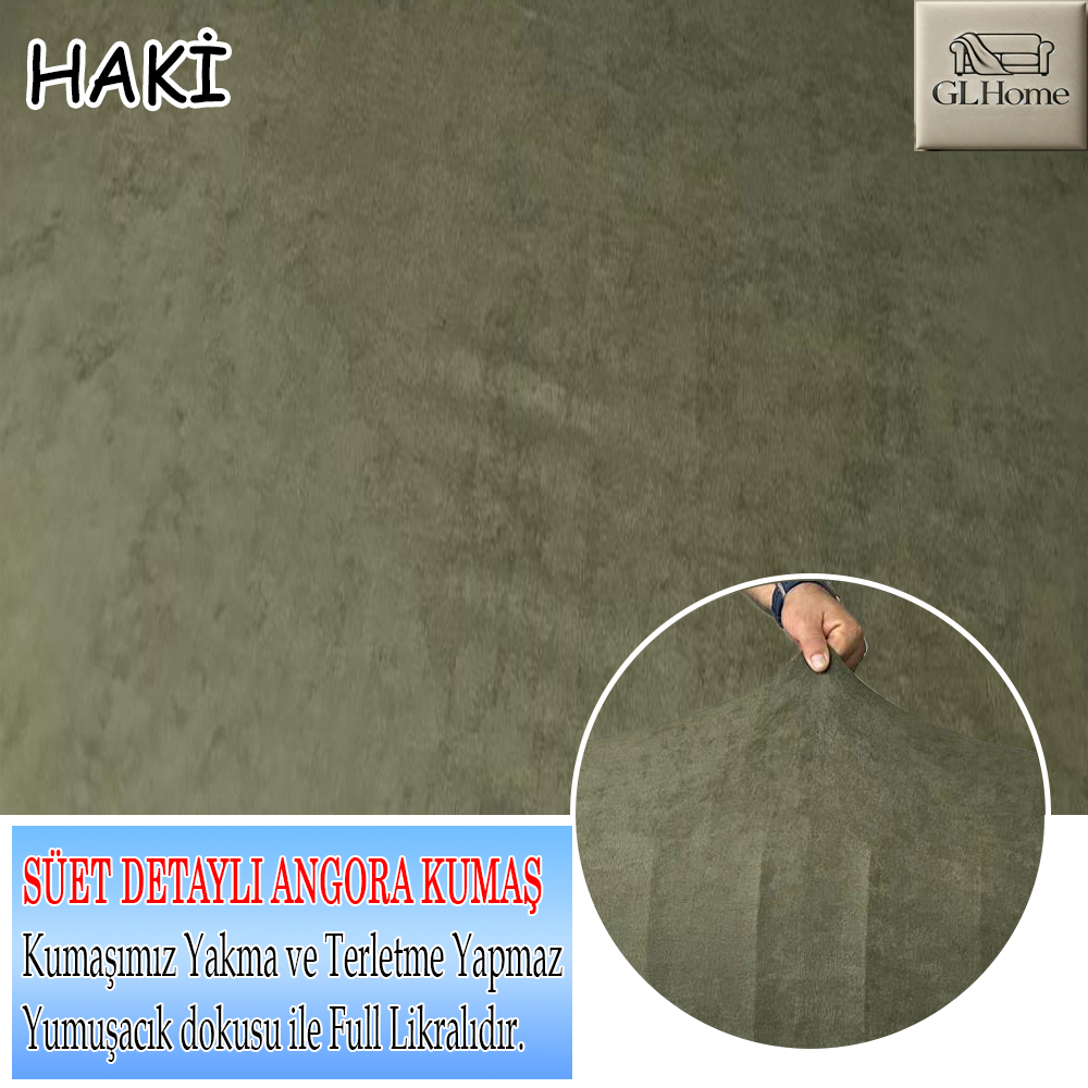 HAKİ SÜET KUMAŞ 3+3+1+1 SET KOMPLE GİYDİRME KOLTUK KILIFI KANEPE,ÇEKYAT,BERJER