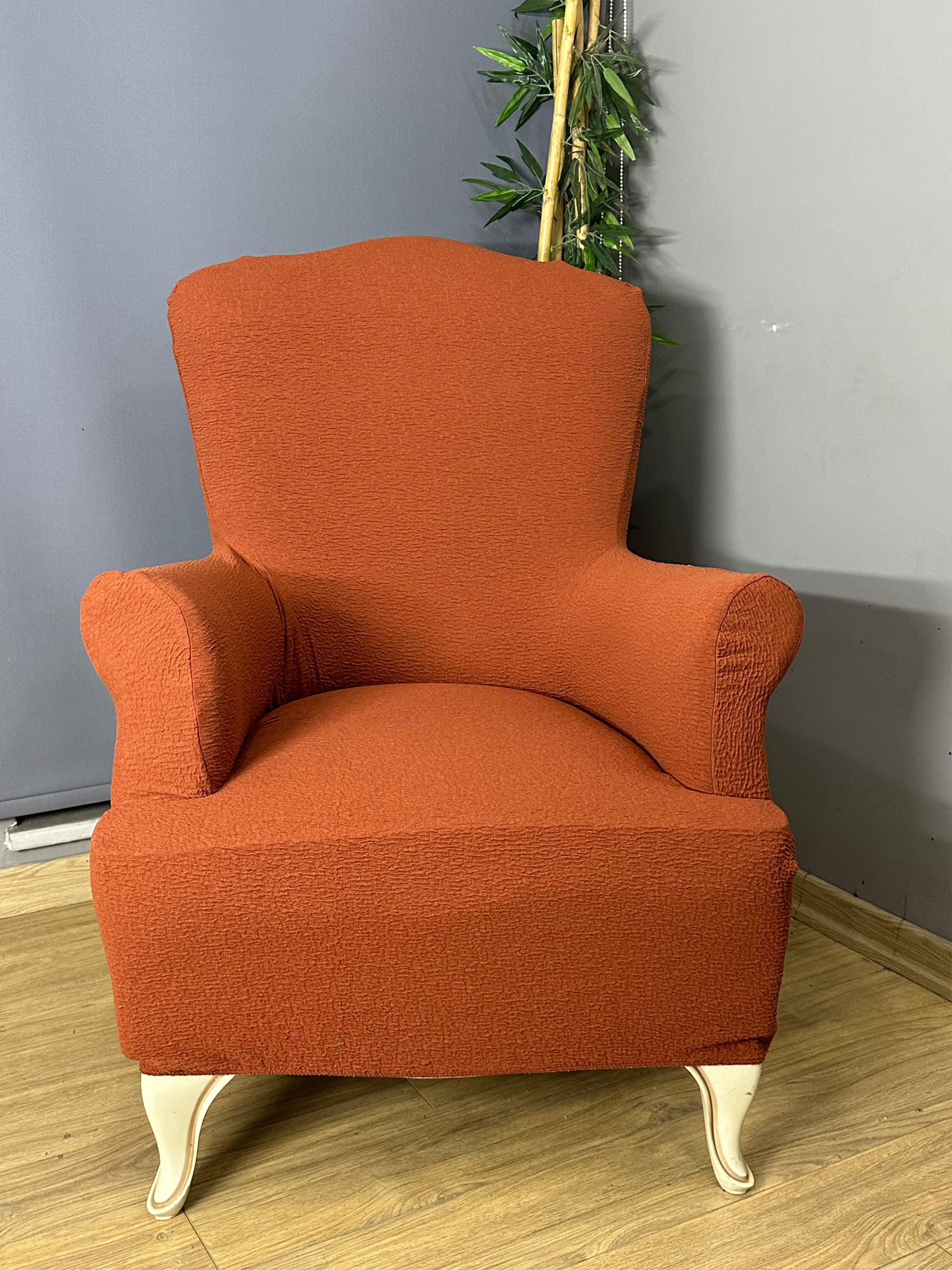 KİREMİT LUX BOHEM PAMUKLU KUMAŞ SULTAN ÇIKINTILI MODEL KOMPLE GİYDİRME BERJER KILIFI.