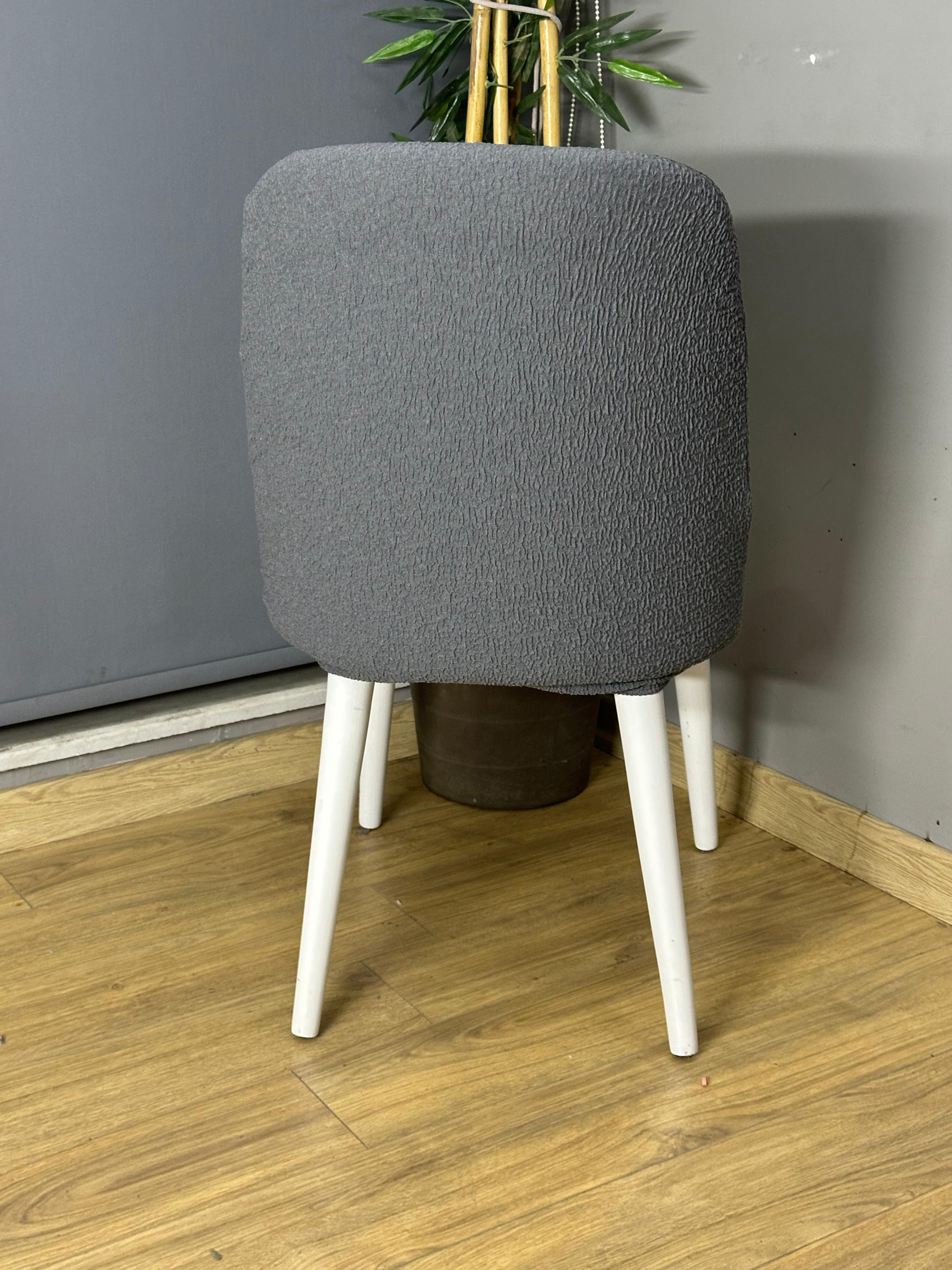 KOYU GRİ KÖŞELİ RETRO SANDALYE KILIFI 4 ADET LÜX BOHEM KUMAŞ ÇOK KALIN %100 PAMUK