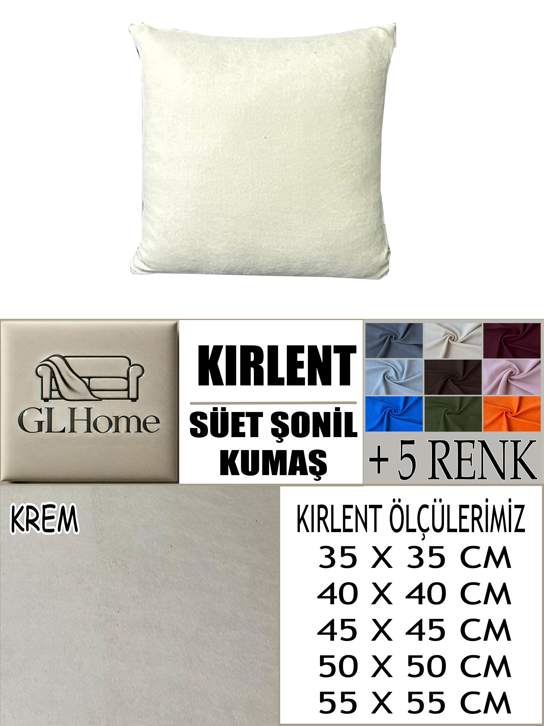  KREM RENK SÜET KUMAŞ 2 ADET KİRLENT KILIFI