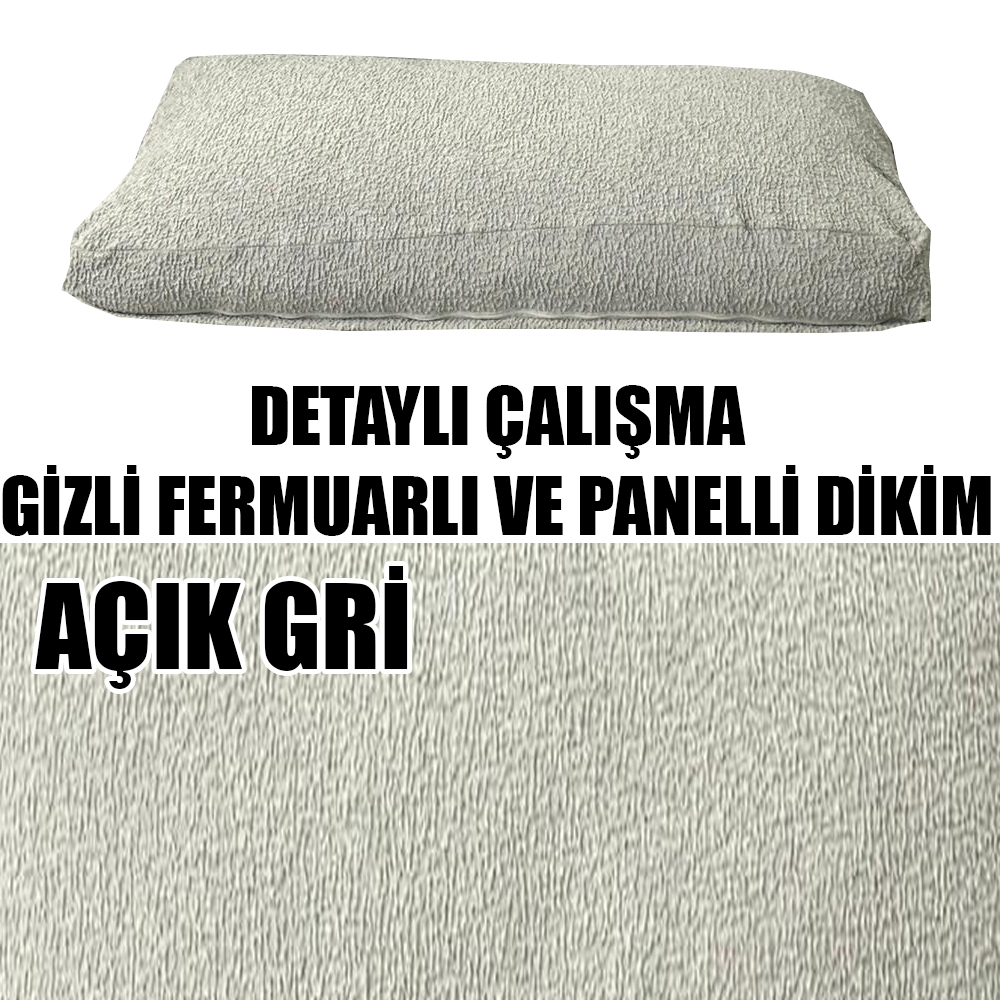 AÇIK GRİ RENK LUX BOHEM PAMUKLU KUMAŞ 2 ADET SIRT MİNDERİ