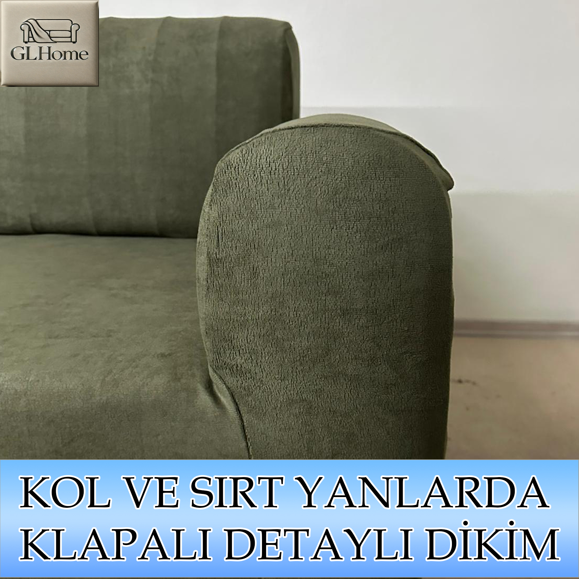 HAKİ SÜET KUMAŞ 3+3+1+1 SET KOMPLE GİYDİRME KOLTUK KILIFI KANEPE,ÇEKYAT,BERJER