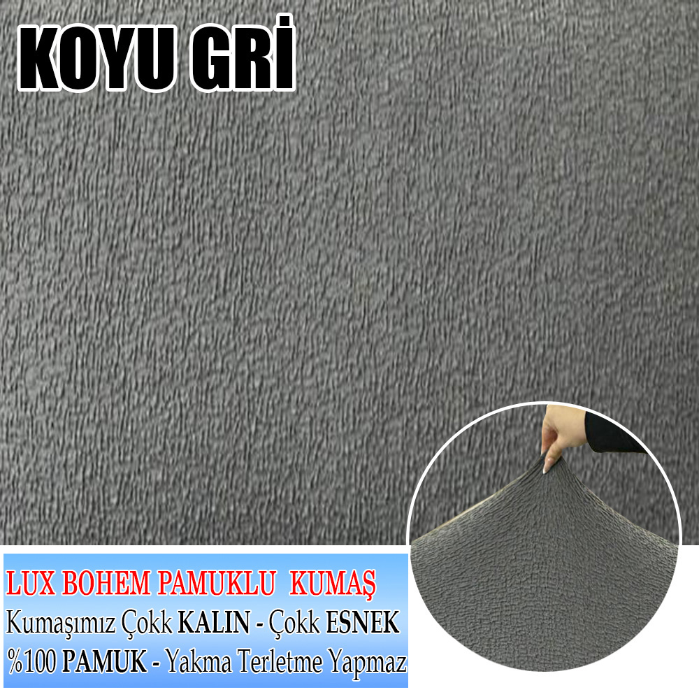 KOYU GRİ KÖŞELİ RETRO SANDALYE KILIFI 4 ADET LÜX BOHEM KUMAŞ ÇOK KALIN %100 PAMUK