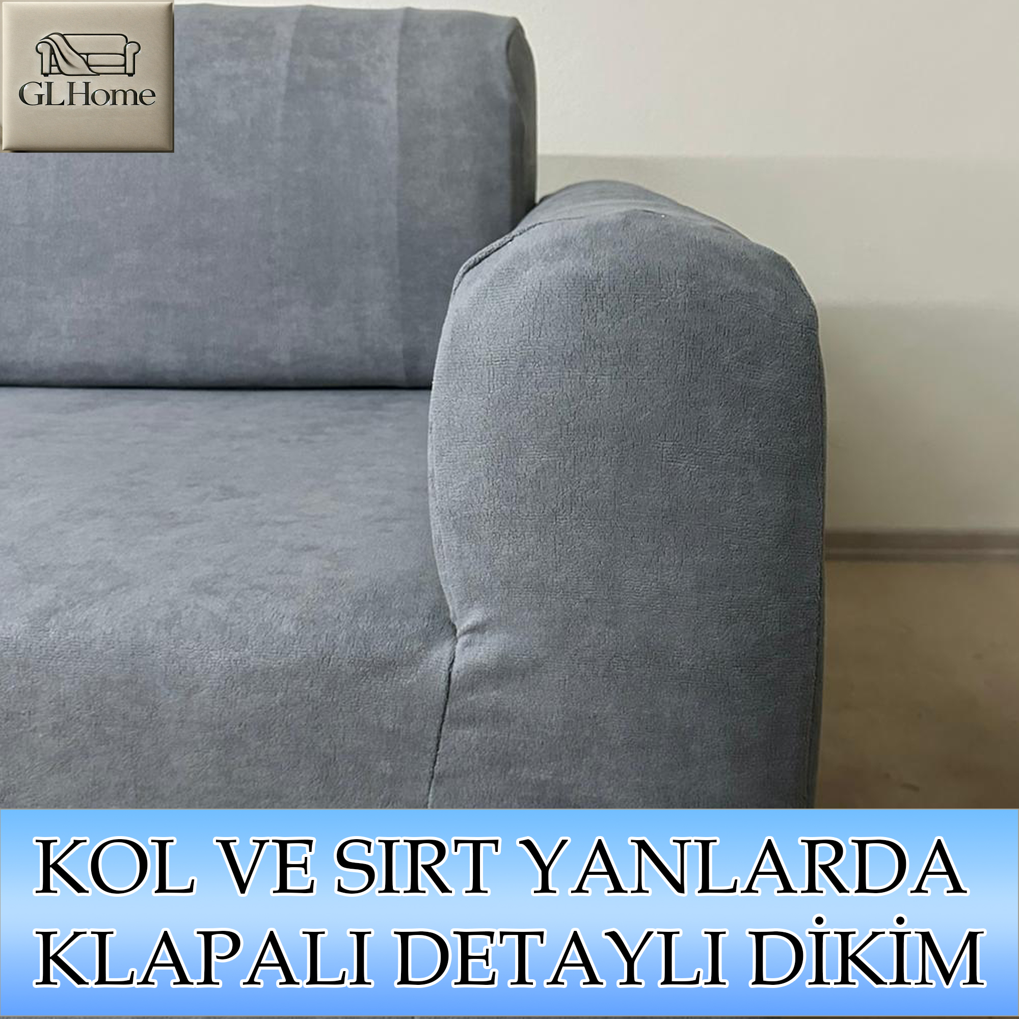 KOYU GRİ SÜET KUMAŞ 3 LÜ KOMPLE GİYDİRME KANEPE & ÇEKYAT KILIFI