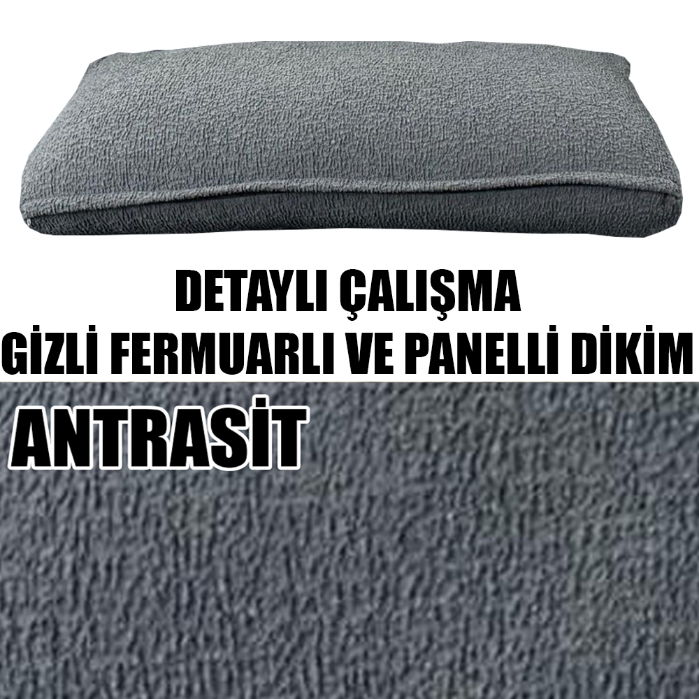 ANTRASİT RENK LUX BOHEM PAMUKLU KUMAŞ 2 ADET SIRT MİNDER