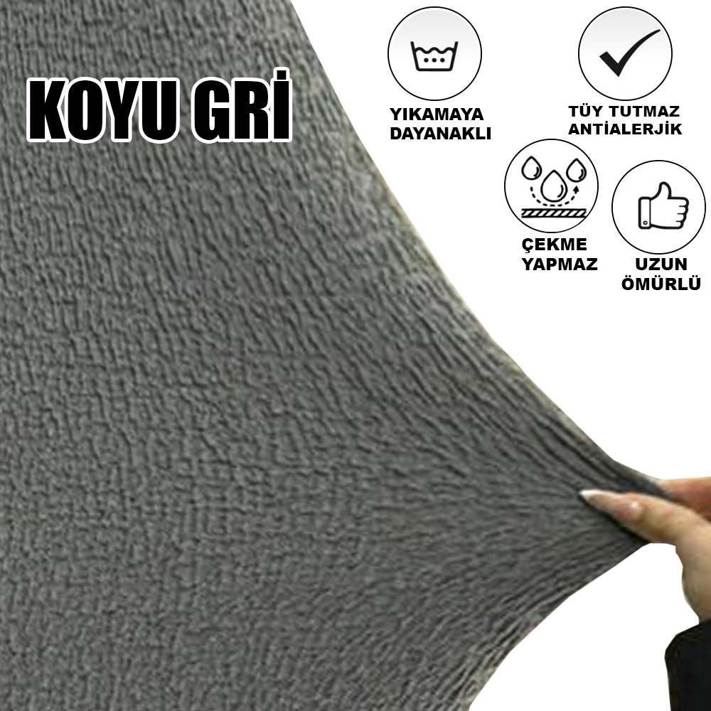 KOYU GRİ POLO SANDALYE KILIFI 6 ADET LÜX BOHEM KUMAŞ ÇOK KALIN %100 PAMUK