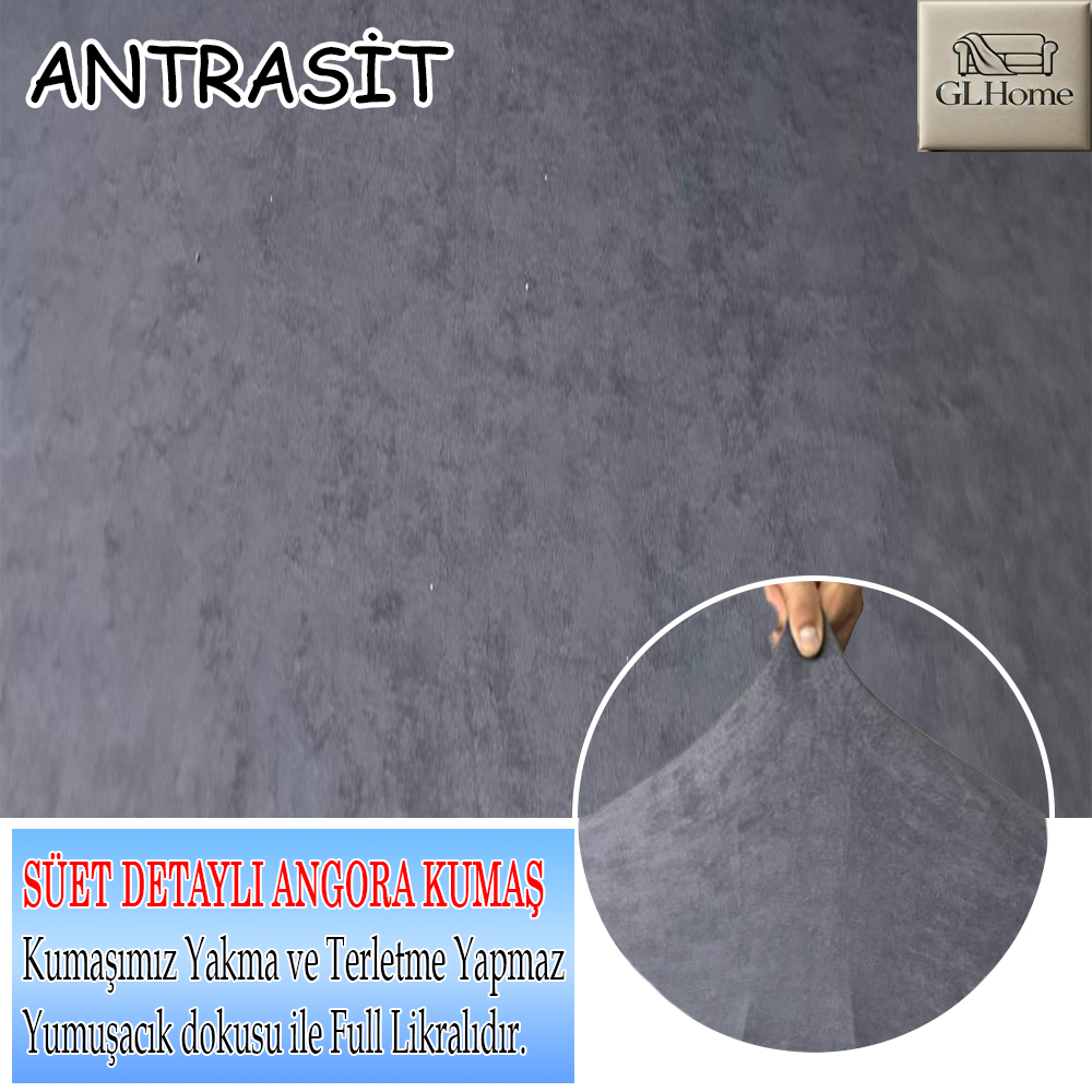 ANTRASİT SÜET KUMAŞ 3 LÜ KOMPLE GİYDİRME KANEPE & ÇEKYAT KILIFI