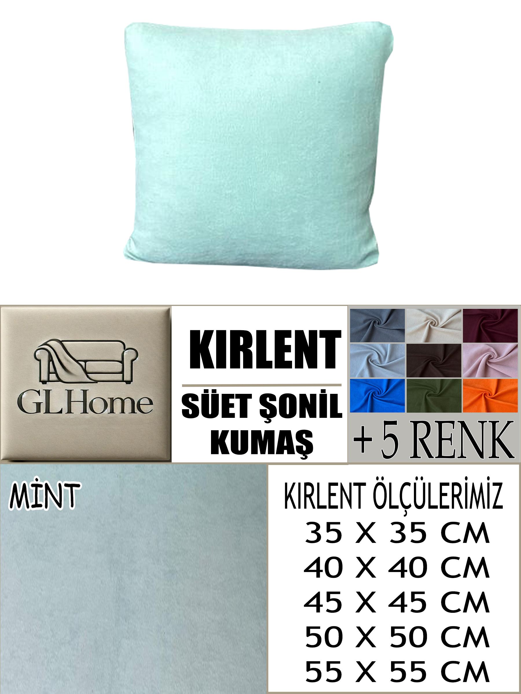 MİNT RENK SÜET KUMAŞ 2 ADET SIRT MİNDERİ