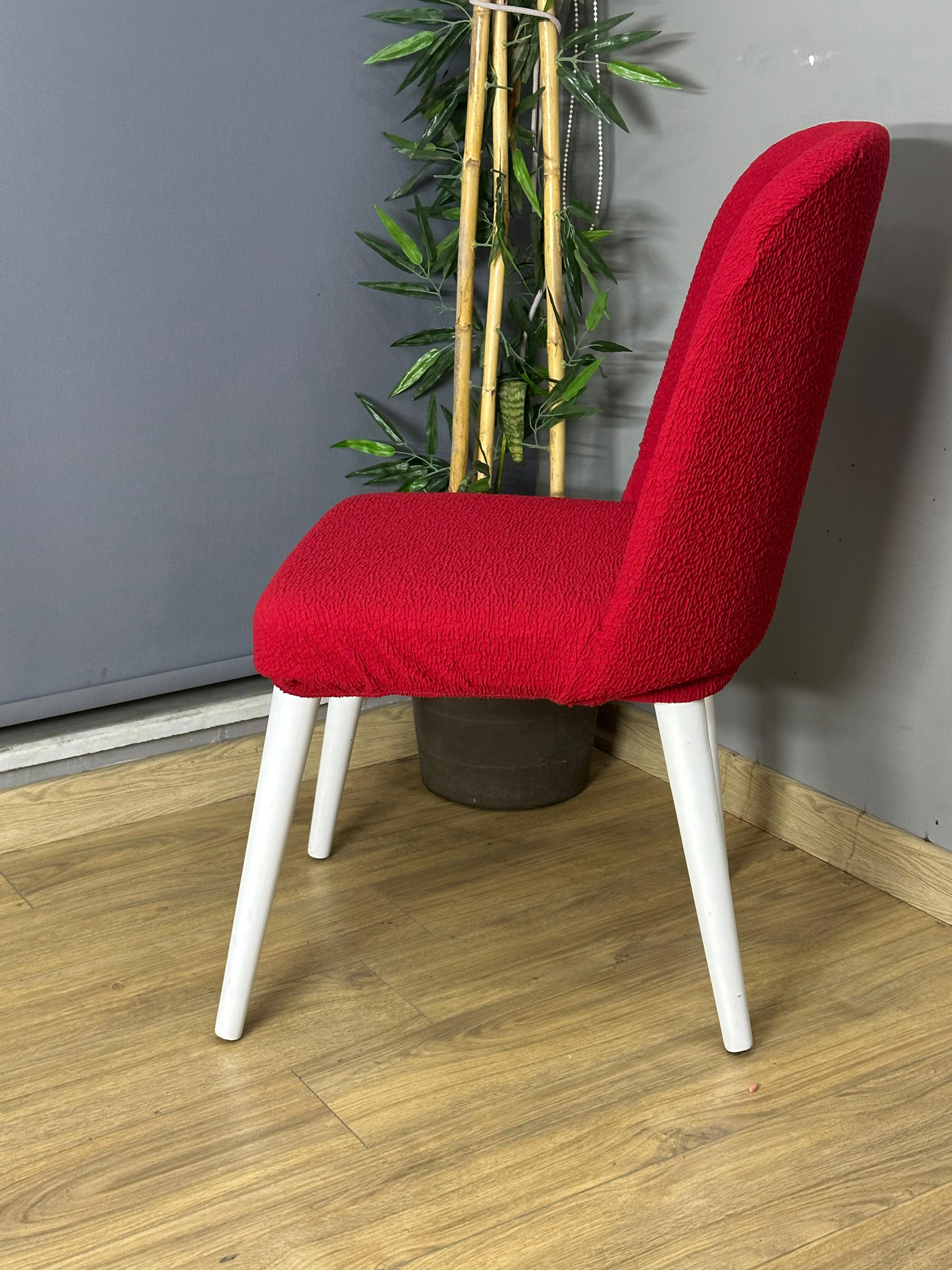 KIRMIZI KÖŞELİ RETRO SANDALYE KILIFI 4 ADET LÜX BOHEM KUMAŞ ÇOK KALIN %100 PAMUK