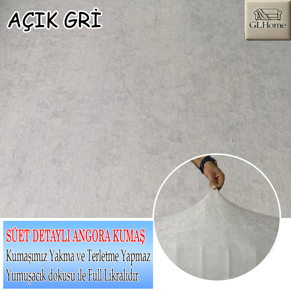 AÇIK GRİ SÜET KUMAŞ 3+3+1+1 SET KOMPLE GİYDİRME KOLTUK KILIFI KANEPE,ÇEKYAT,BERJER