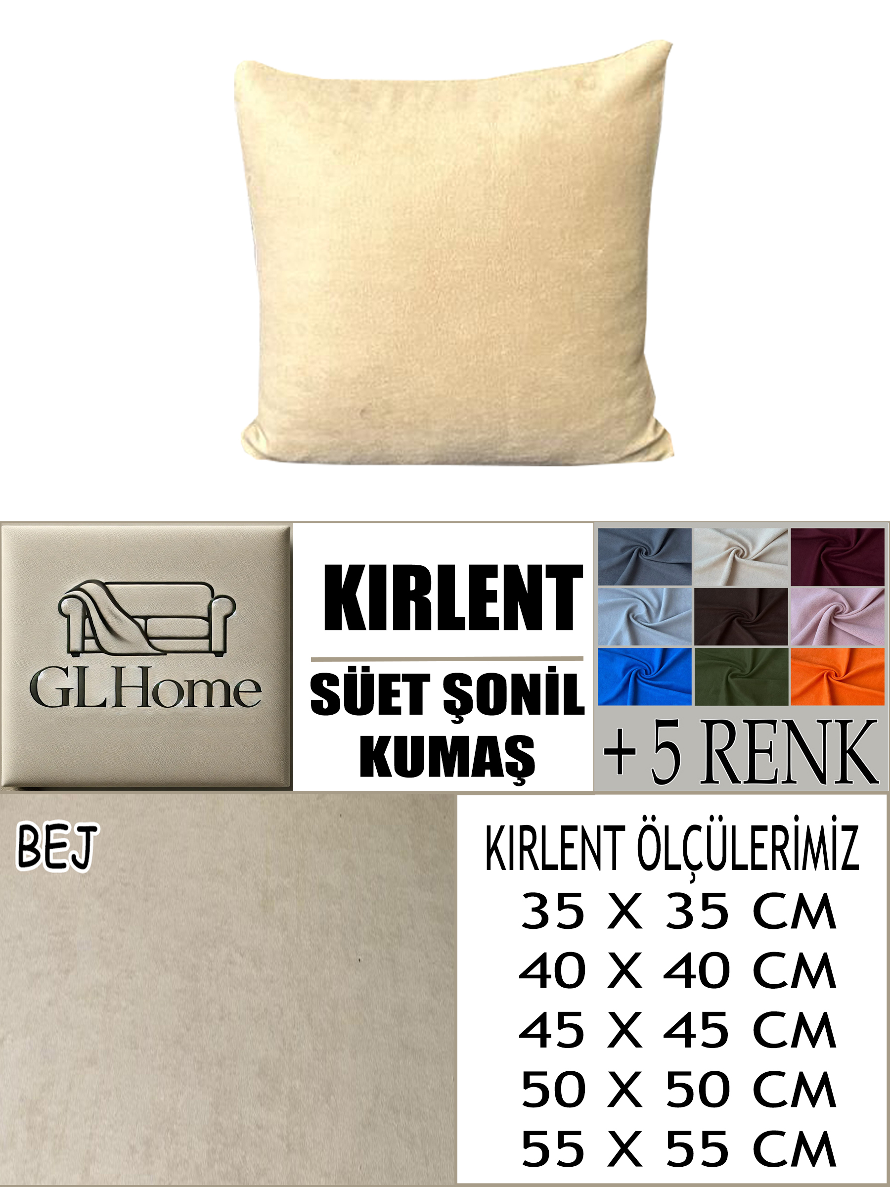 BEJ RENK SÜET KUMAŞ 2 ADET KİRLENT KILIFI