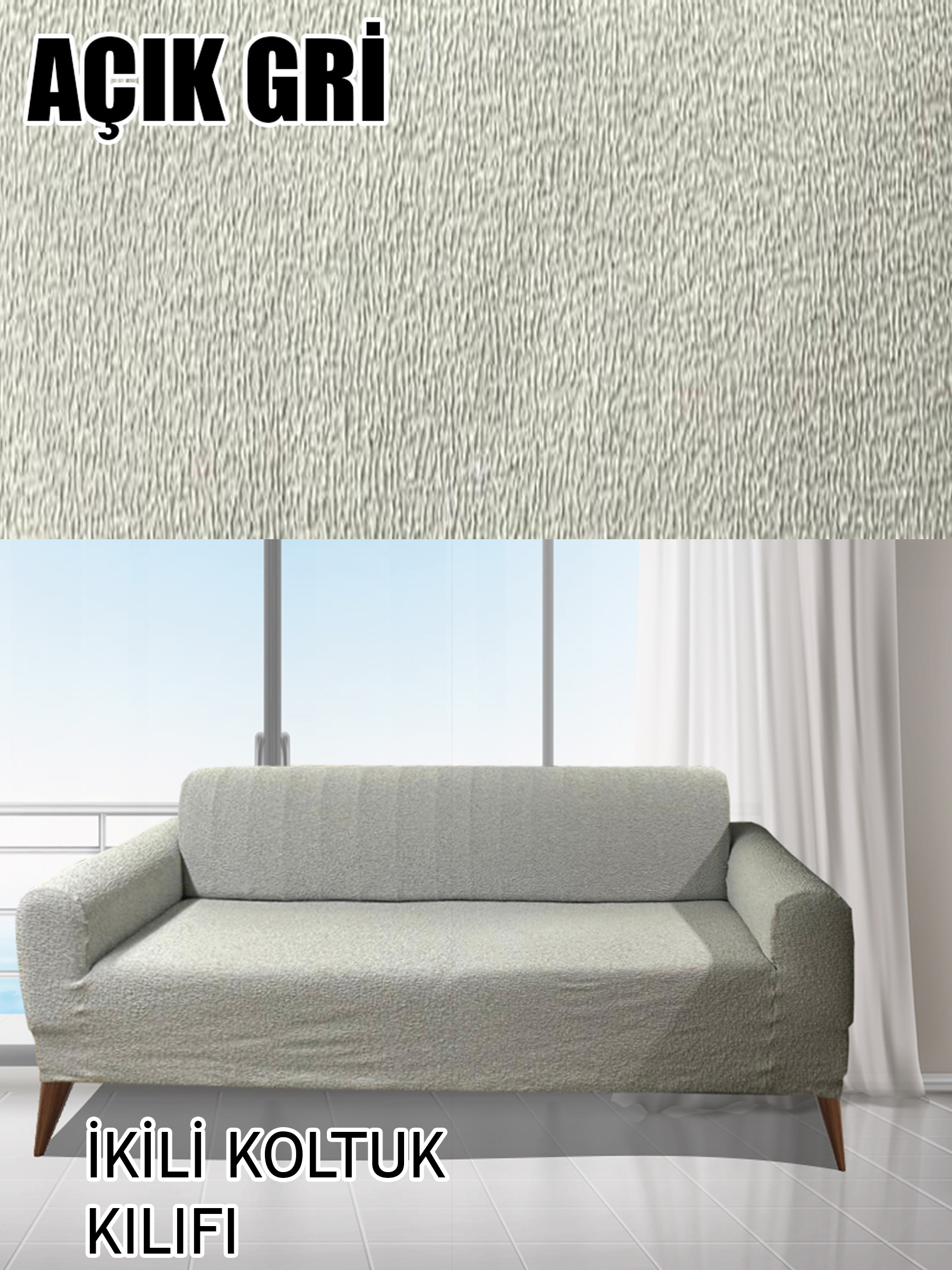 AÇIK GRİ LUX BOHEM PAMUKLU KUMAŞ ÇİFT KİŞİLİK KOLTUK KILIFI KOMPLE GİYDİRME KALIN VE DAYANIKLIDIR