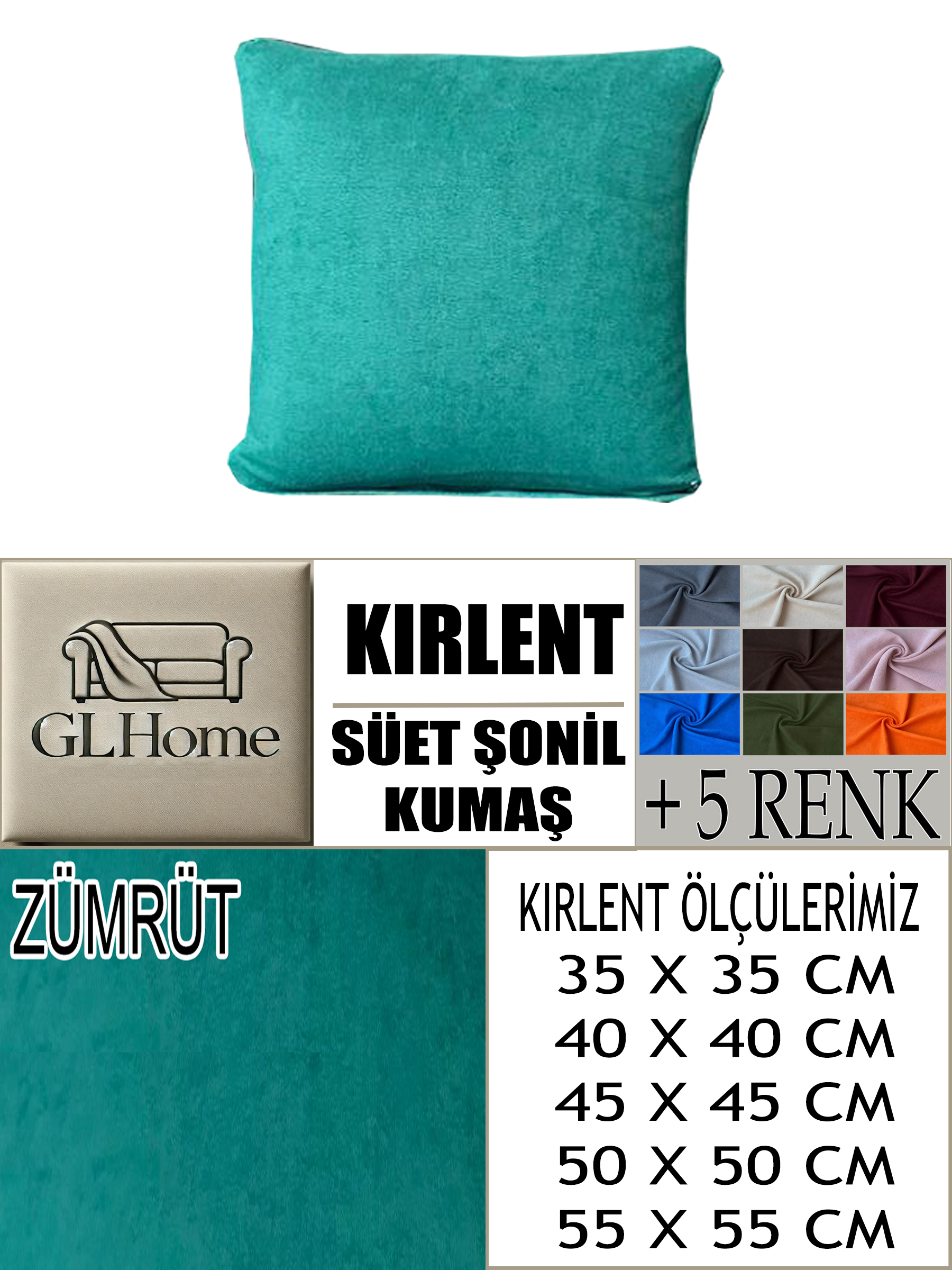 ZÜMRÜT RENK SÜET KUMAŞ 2 ADET KİRLENT KILIFI