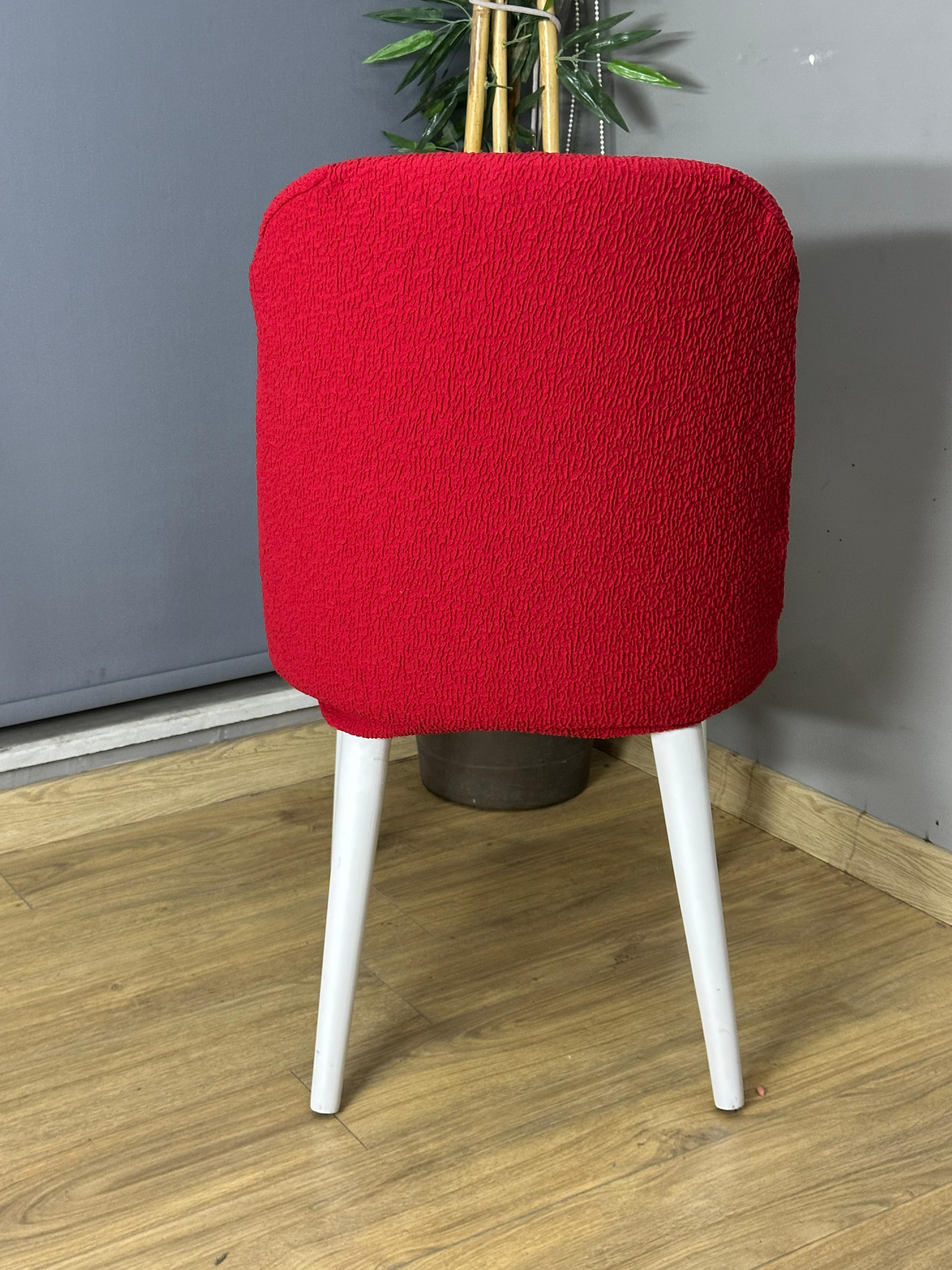 KIRMIZI KÖŞELİ RETRO SANDALYE KILIFI 4 ADET LÜX BOHEM KUMAŞ ÇOK KALIN %100 PAMUK