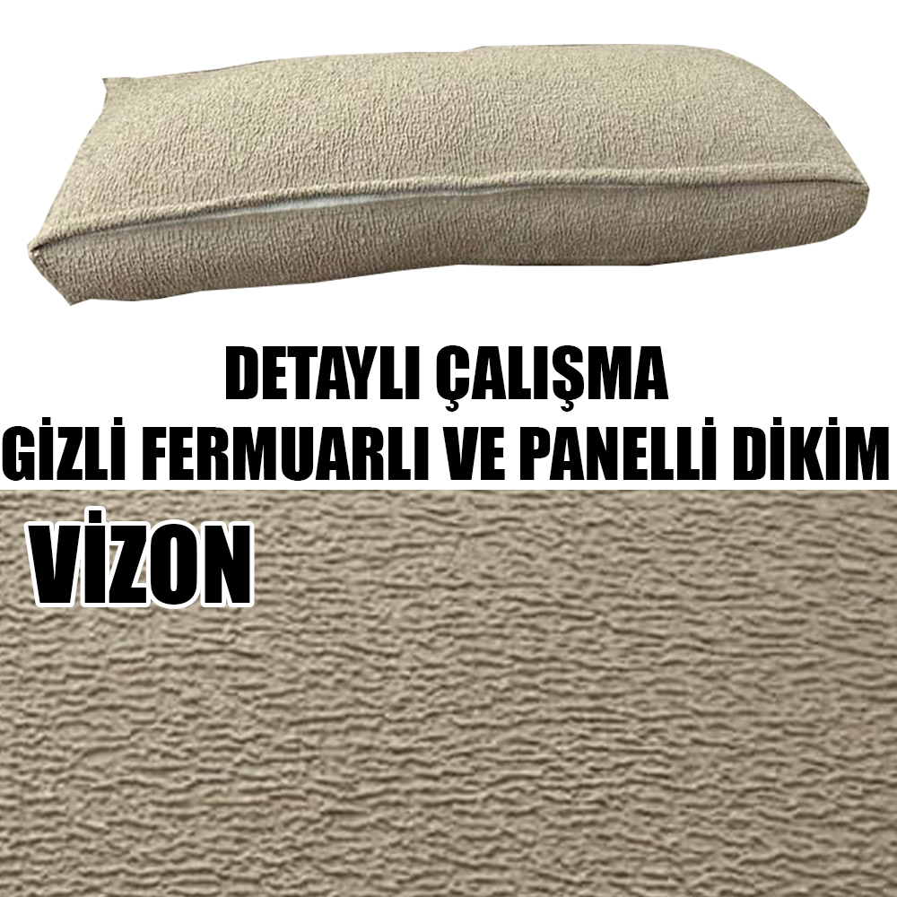 VİZON RENK LUX BOHEM PAMUKLU KUMAŞ 2 ADET SIRT MİNDER
