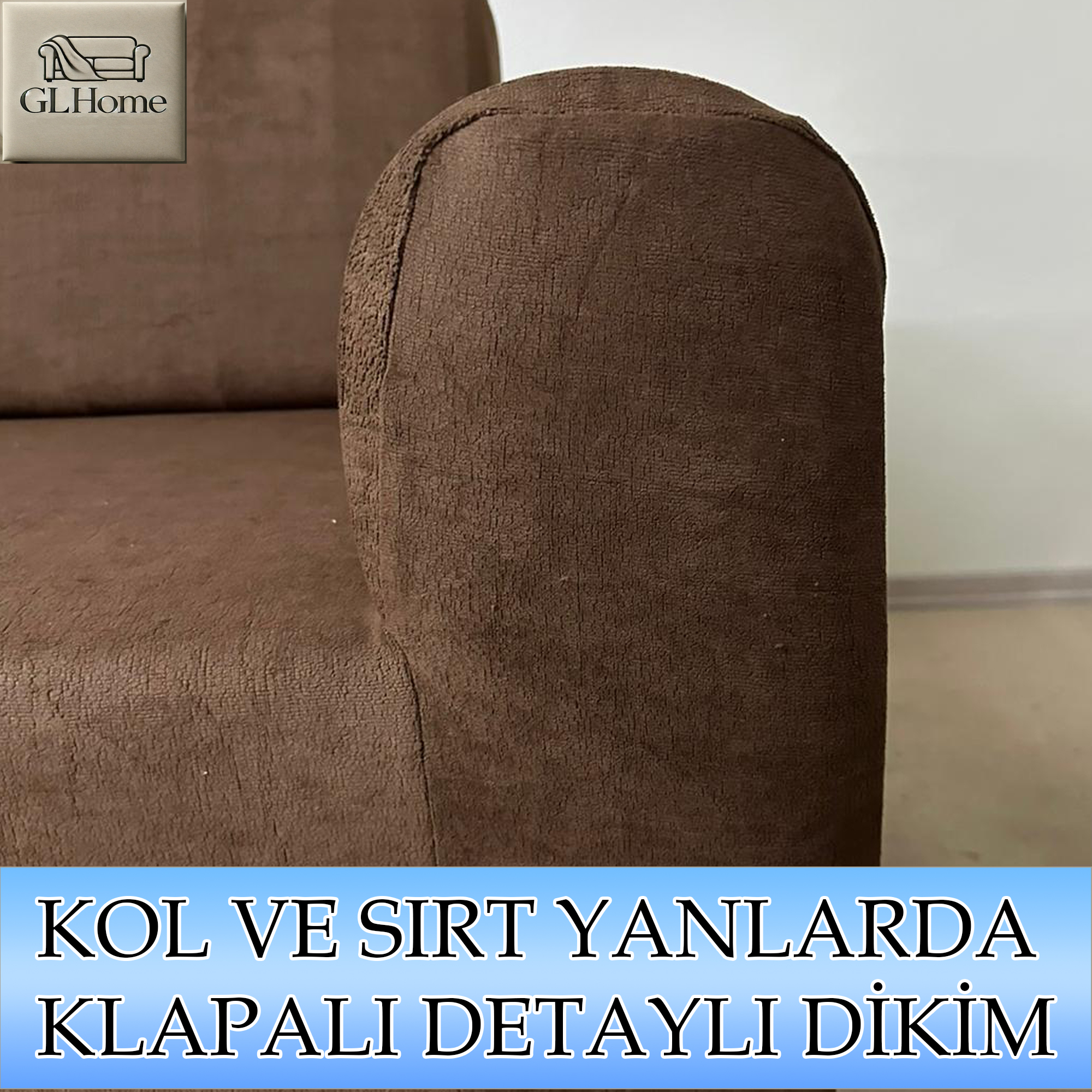 KAHVERENGİ SÜET KUMAŞ 3 LÜ KOMPLE GİYDİRME KANEPE & ÇEKYAT KILIFI