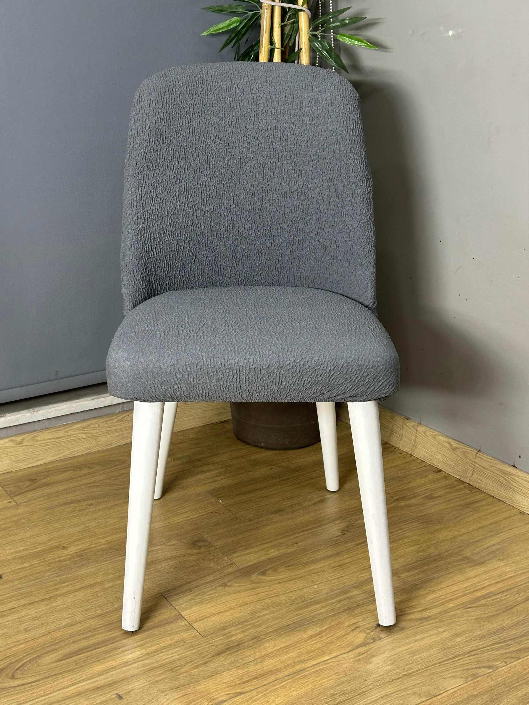 KOYU GRİ KÖŞELİ RETRO SANDALYE KILIFI 6 ADET LÜX BOHEM KUMAŞ ÇOK KALIN %100 PAMUK