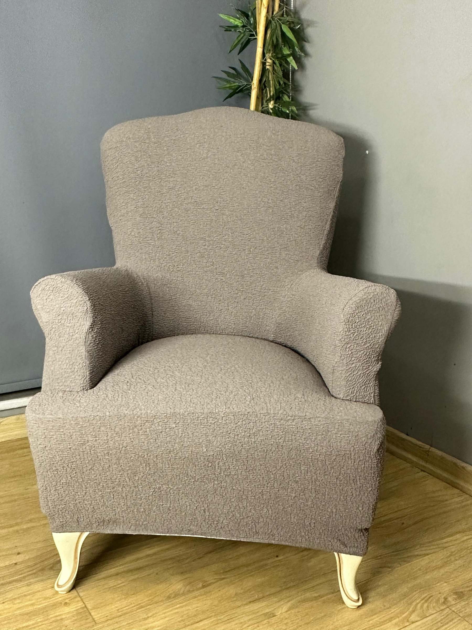 SÜTLÜ KAHVE LUX BOHEM PAMUKLU KUMAŞ SULTAN ÇIKINTILI MODEL KOMPLE GİYDİRME BERJER KILIFI.