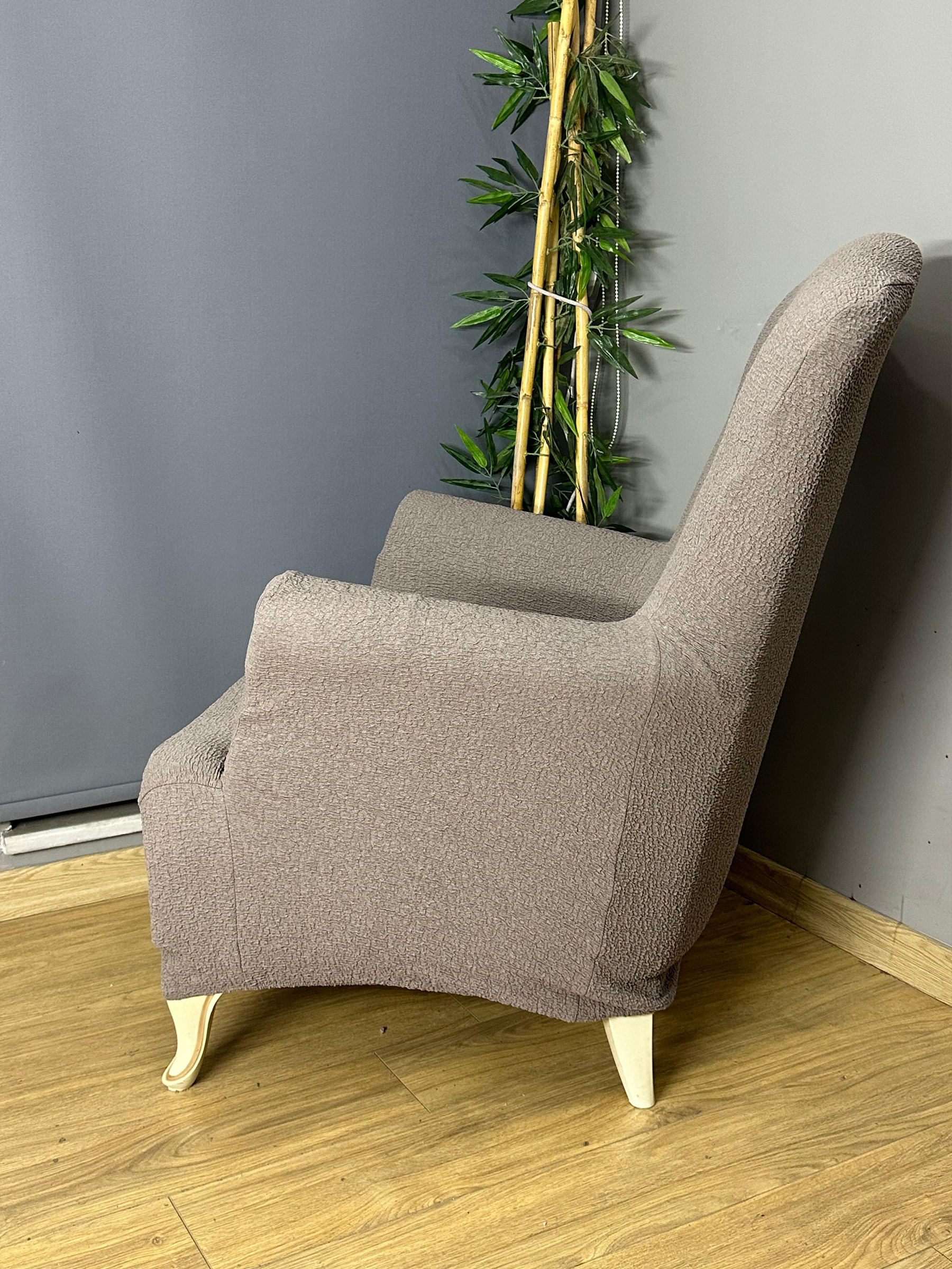 SÜTLÜ KAHVE LUX BOHEM PAMUKLU KUMAŞ SULTAN ÇIKINTILI MODEL KOMPLE GİYDİRME BERJER KILIFI.