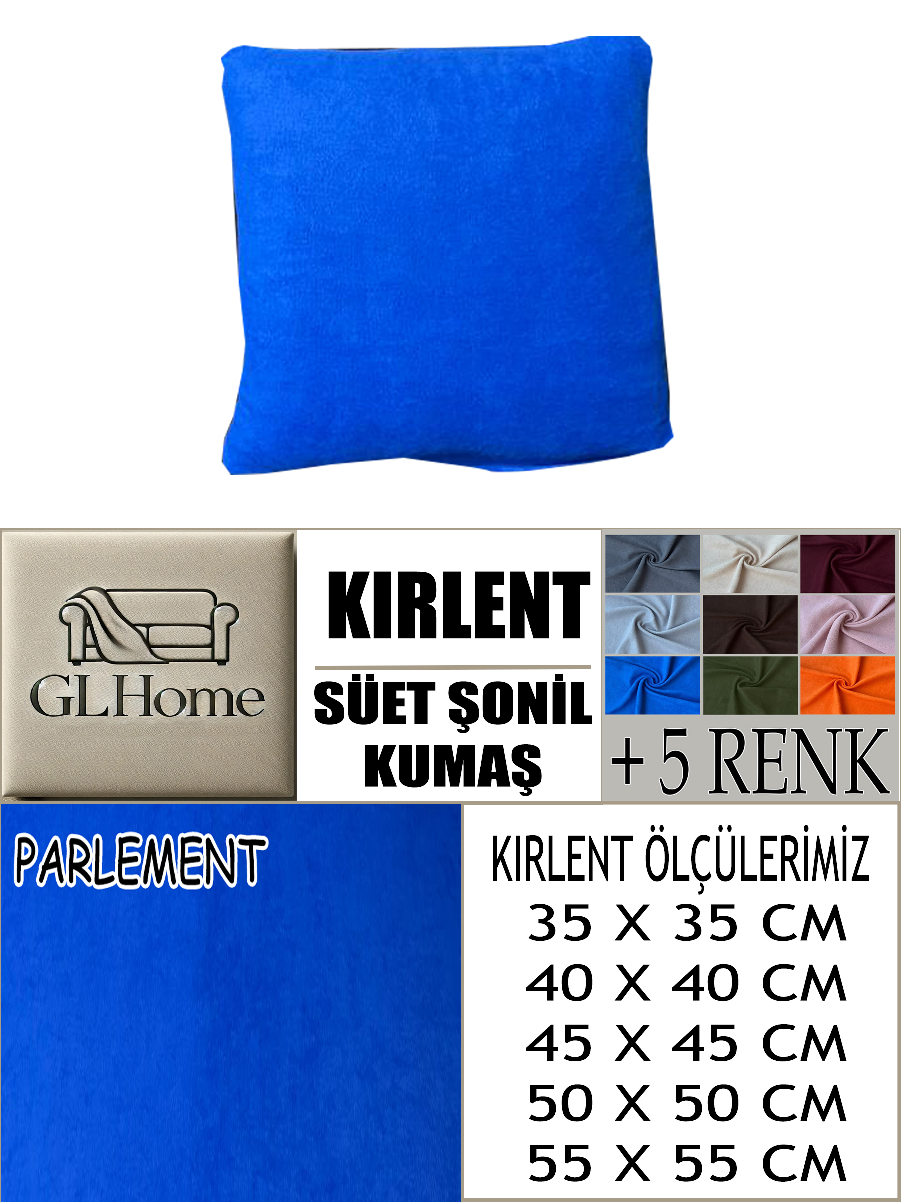 PARLEMENT RENK SÜET KUMAŞ 2 ADET KİRLENT KILIFI