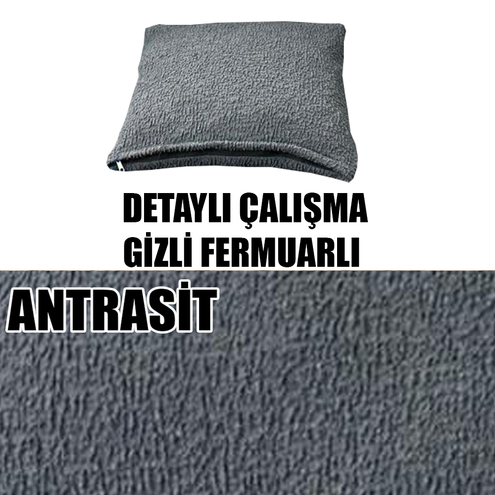 ANTRASİT RENK LUX BOHEM PAMUKLU KUMAŞ 2 ADET KİRLENT KILIFI