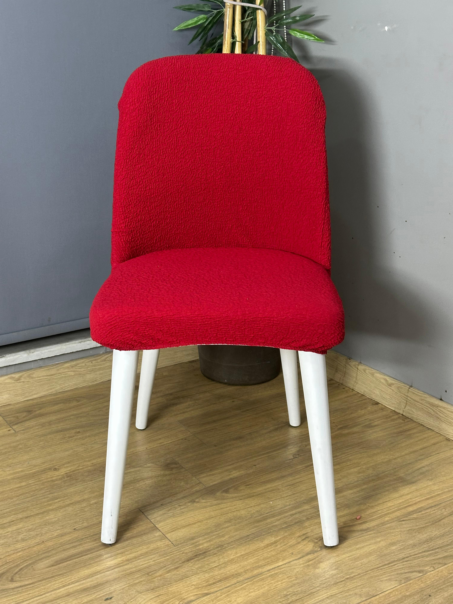 KIRMIZI KÖŞELİ RETRO SANDALYE KILIFI 6 ADET LÜX BOHEM KUMAŞ ÇOK KALIN %100 PAMUK
